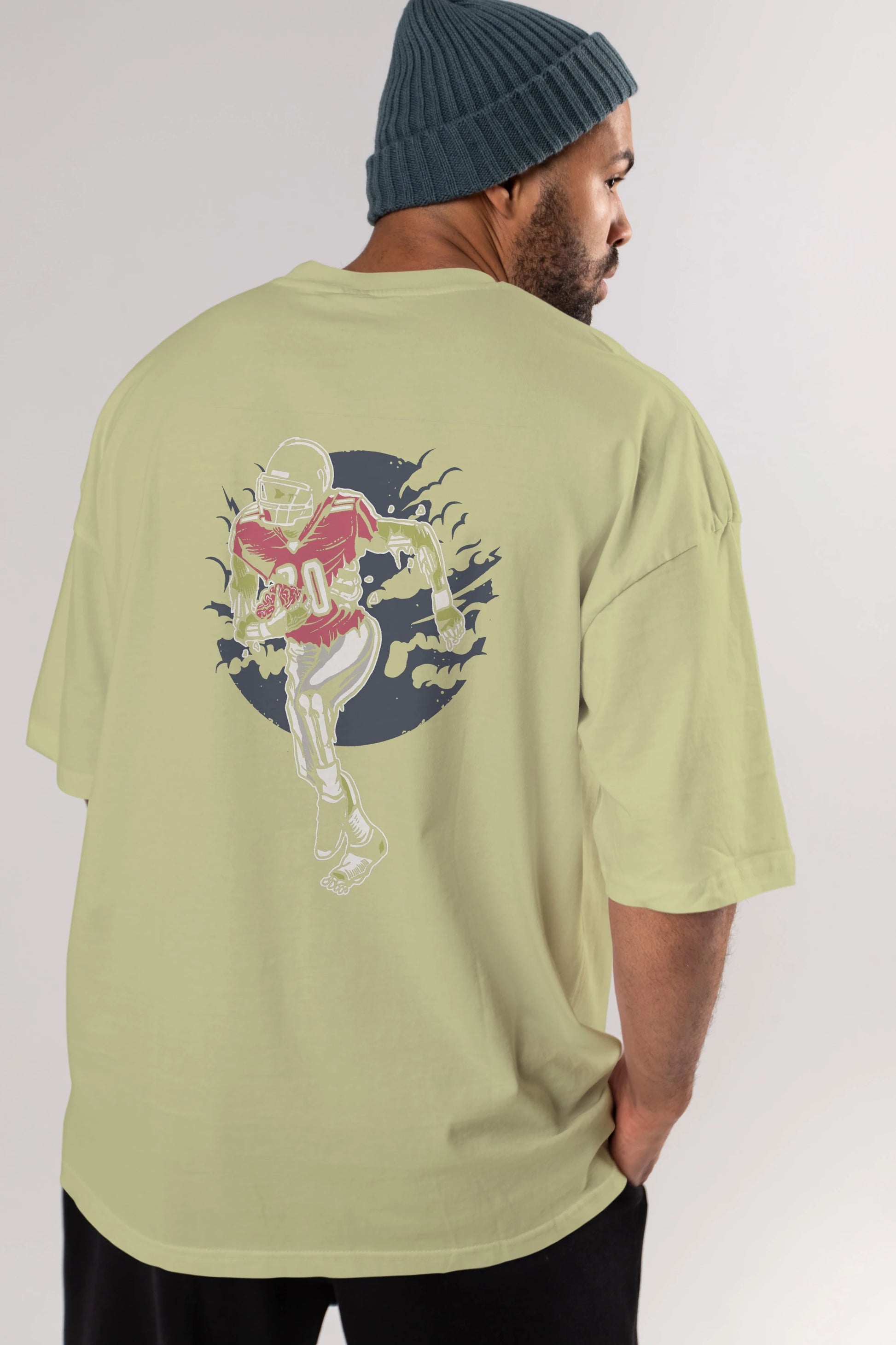 Zombie Football Arka Baskılı Oversize t-shirt Erkek Kadın Unisex %100 Pamuk