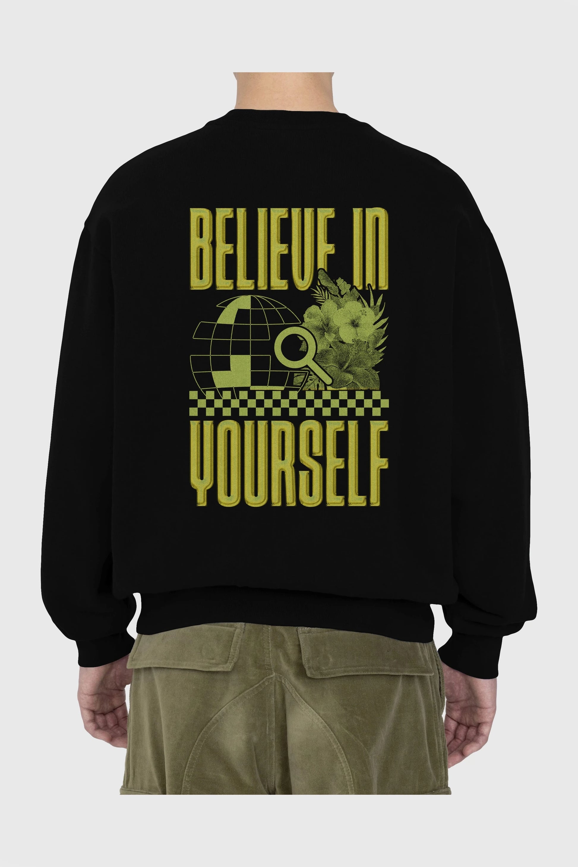 Believe in Yourself Yellow Arka Baskılı Oversize Sweatshirt Erkek Kadın Unisex