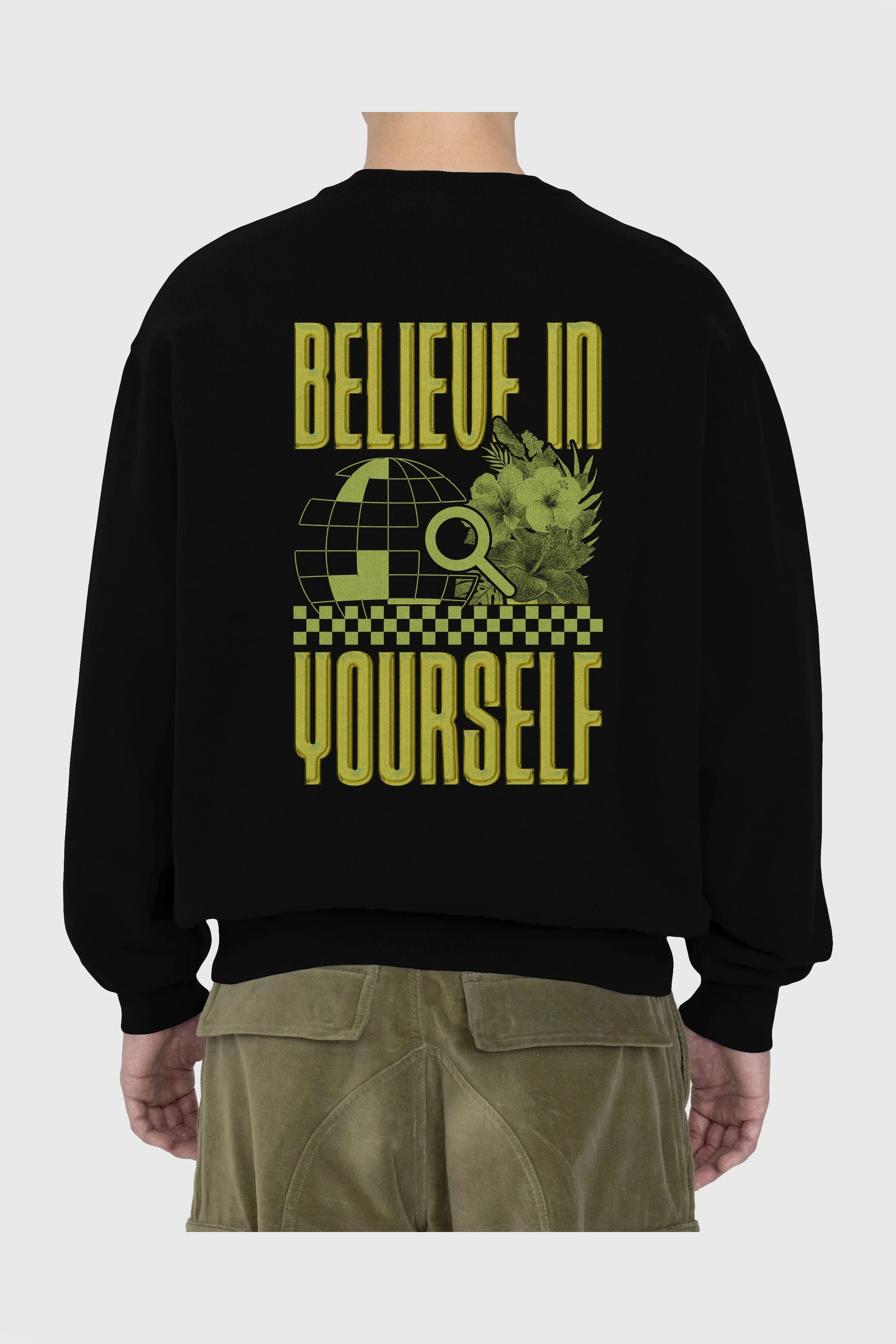 Believe in Yourself Yellow Arka Baskılı Oversize Sweatshirt Erkek Kadın Unisex