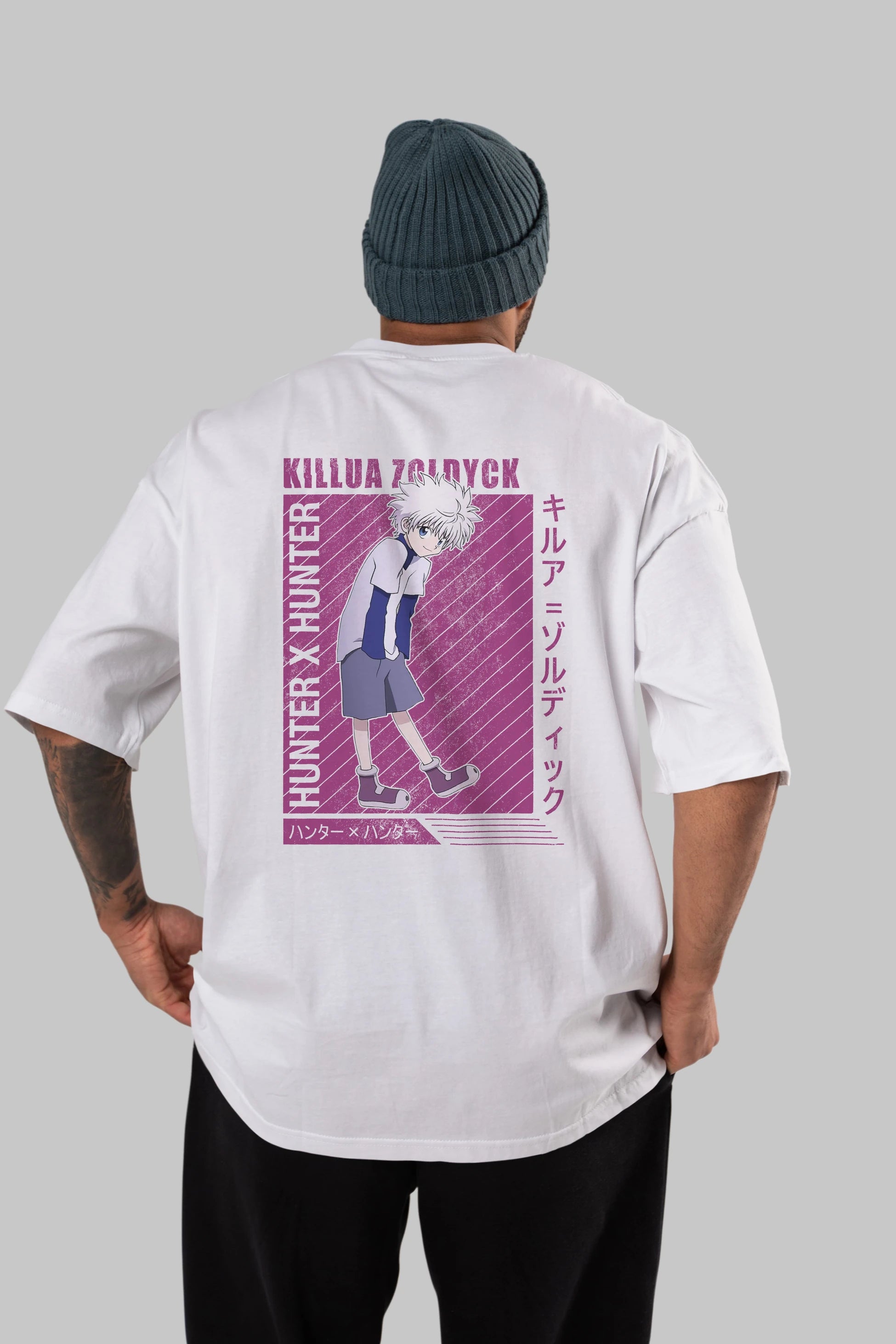 Killua Zoldyck 3 1 Anime Arka Baskılı Oversize t-shirt Erkek Kadın Unisex