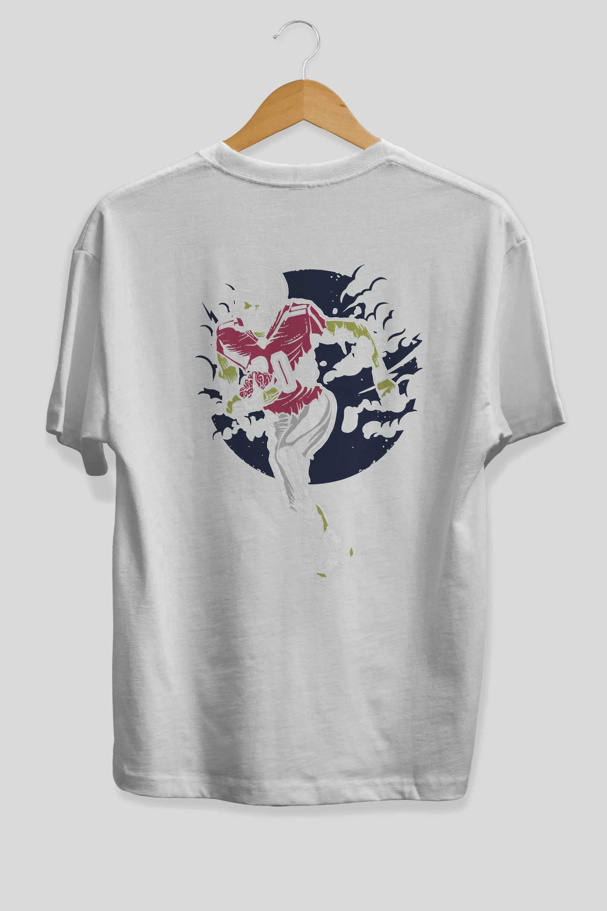 Zombie Football Arka Baskılı Oversize t-shirt Erkek Kadın Unisex %100 Pamuk