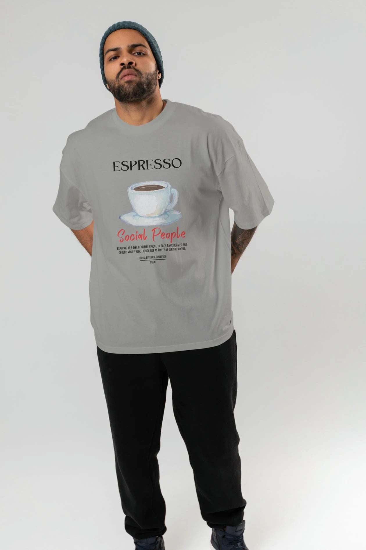 Espresso Kokteyl Serisi ön Baskılı Oversize t-shirt Erkek Kadın %100 Pamuk Bisiklet Yaka tişort
