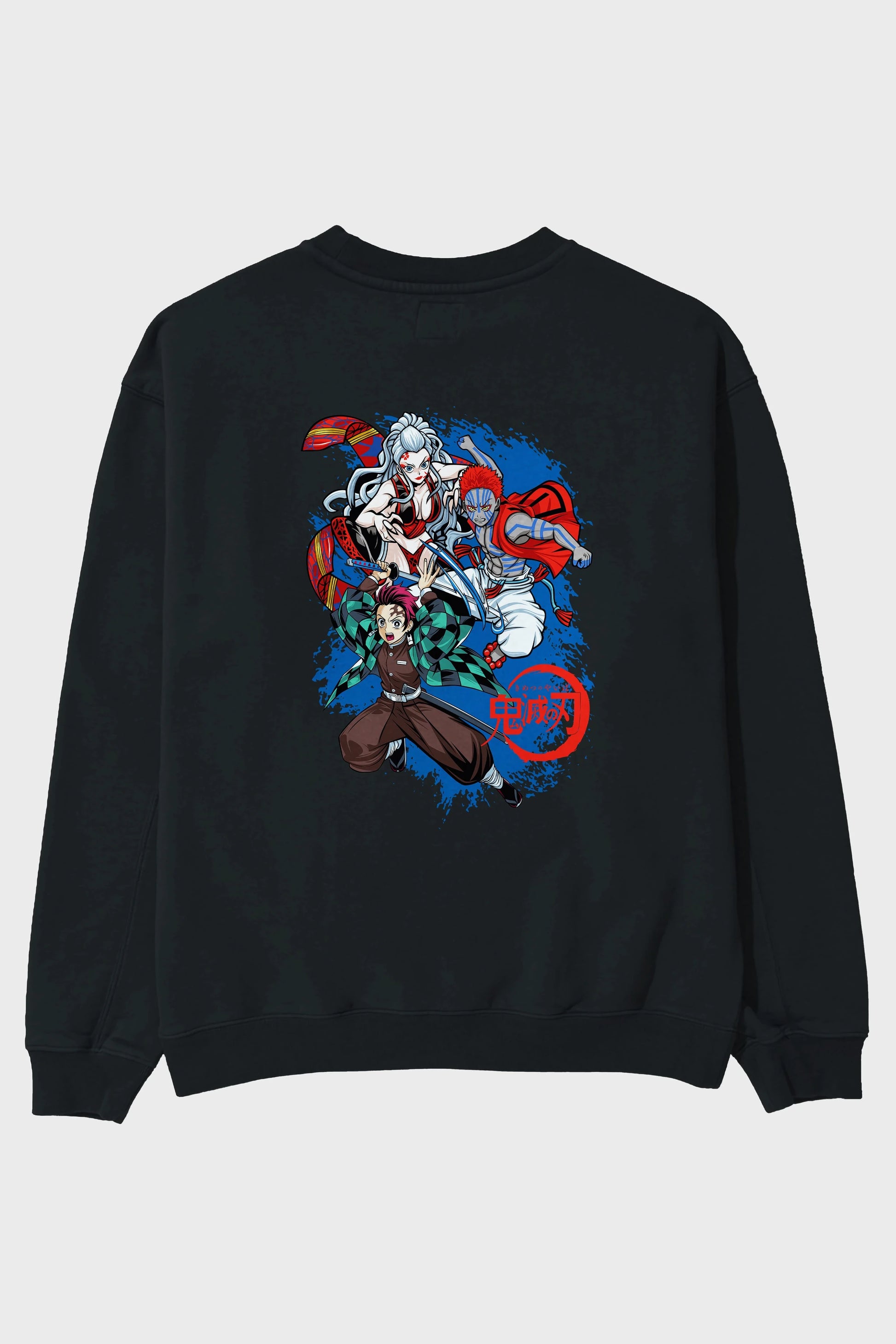 TANJIRO ,AKAZA,DAKI Anime Arka Baskılı Oversize Sweatshirt Erkek Kadın Unisex