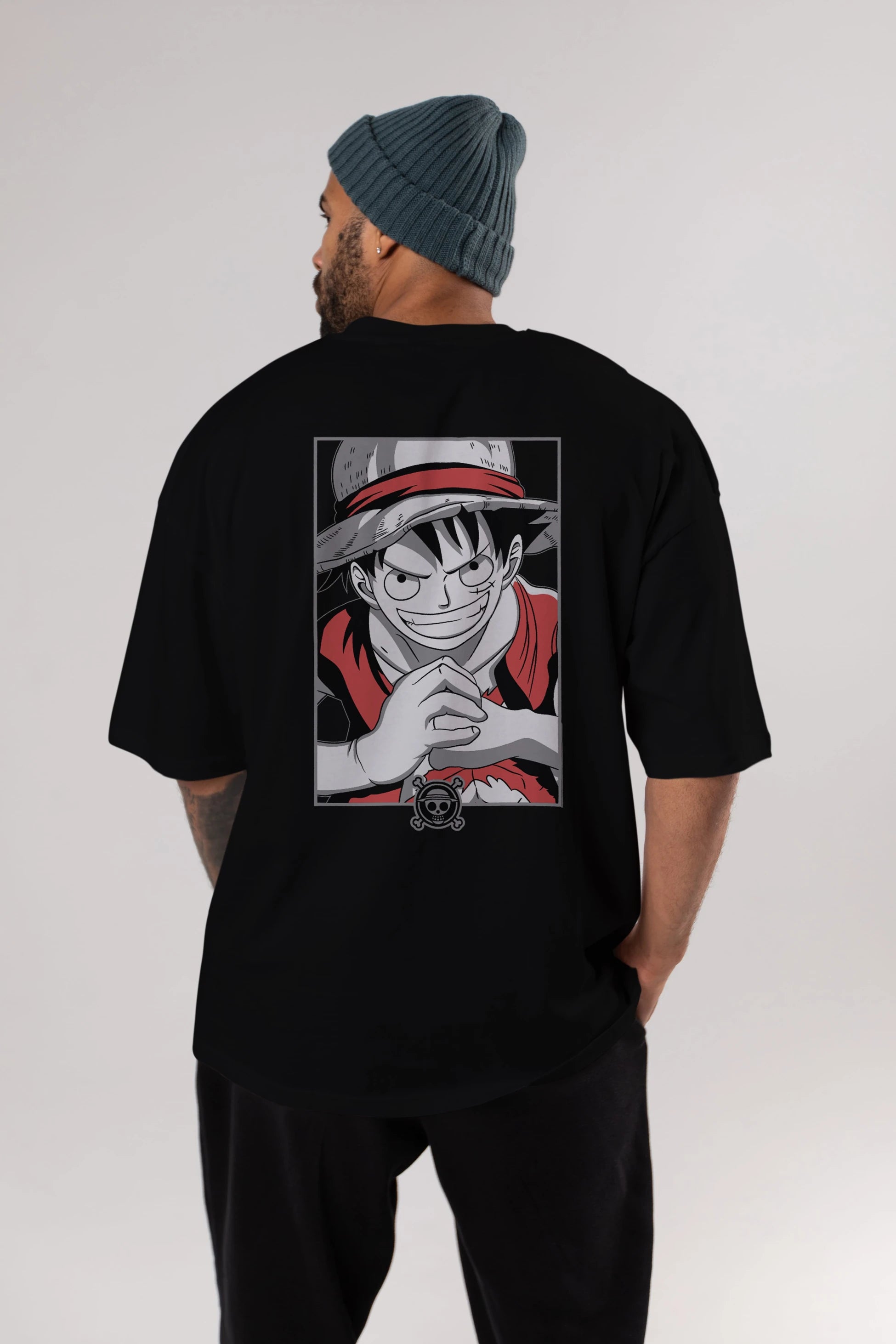 LUFF D. MONKEY OnePiece Anime Arka Baskılı Oversize t-shirt Erkek Kadın Unisex