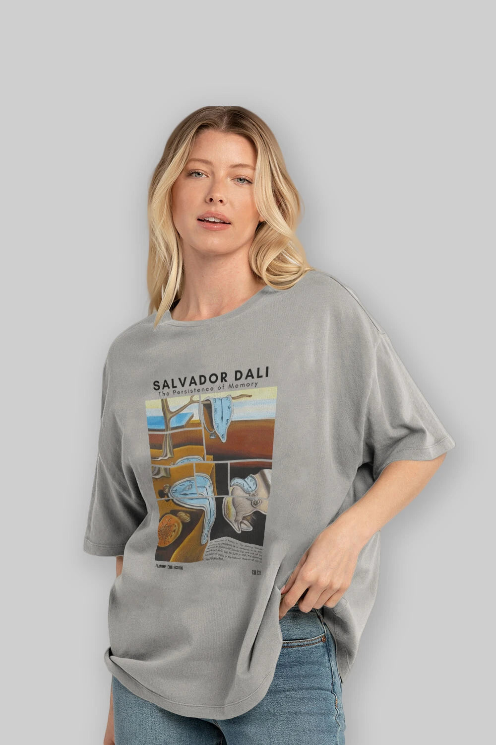 Salvador Dali ön Baskılı Oversize t-shirt Erkek Kadın Bisiklet Yaka Pamuk tişort