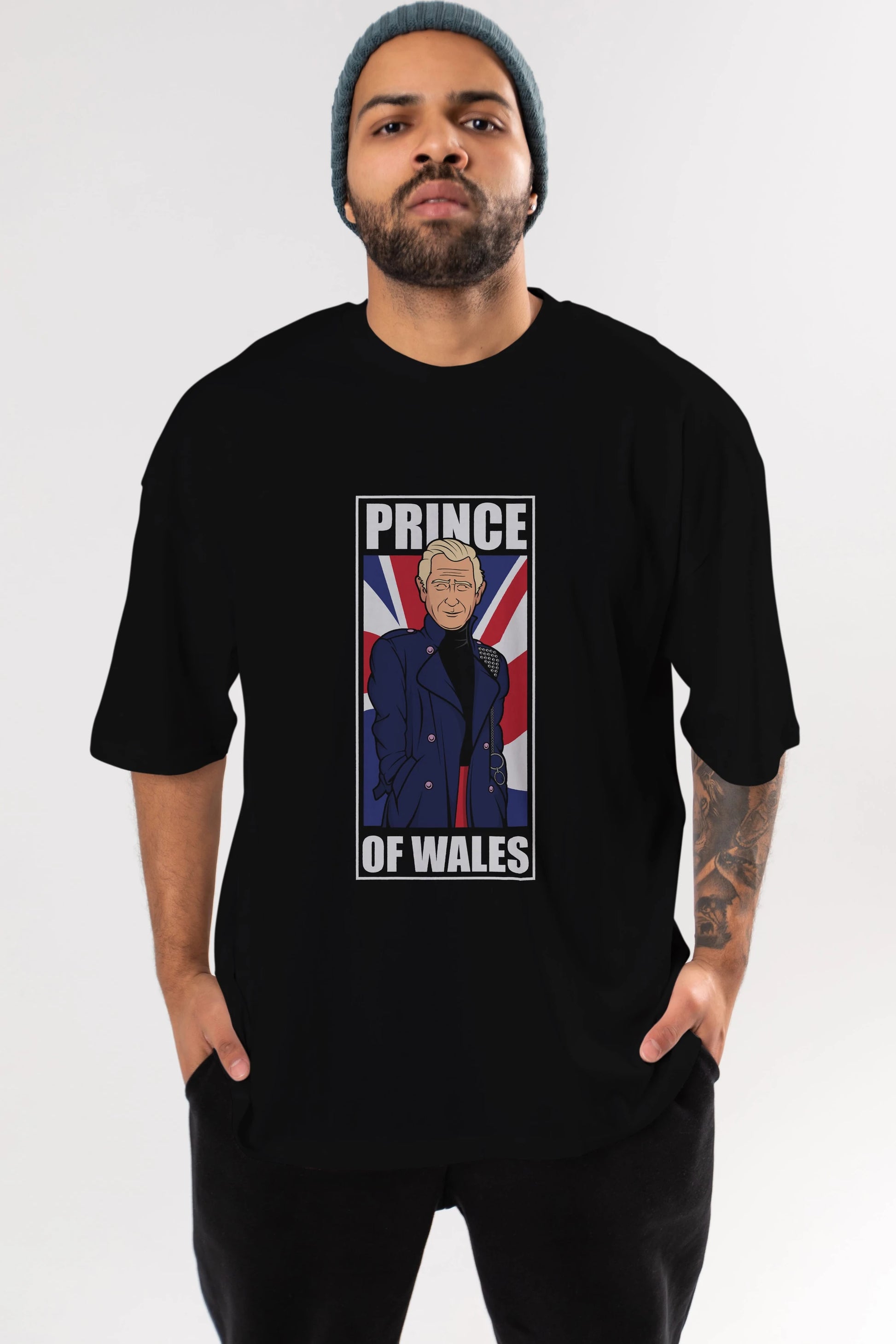 Prince Charles Ön Baskılı Oversize t-shirt Erkek Kadın Unisex %100 Pamuk tişort