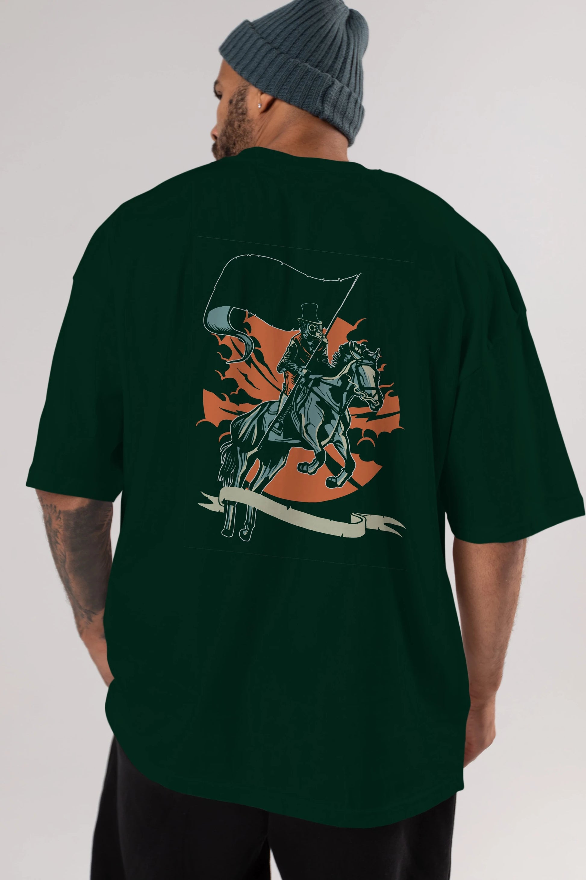 Plague Doctor Arka Baskılı Oversize t-shirt Erkek Kadın Unisex %100 Pamuk