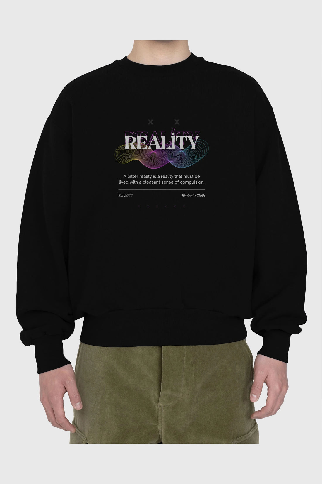 Reality 2 Ön Baskılı Oversize Sweatshirt Erkek Kadın Unisex