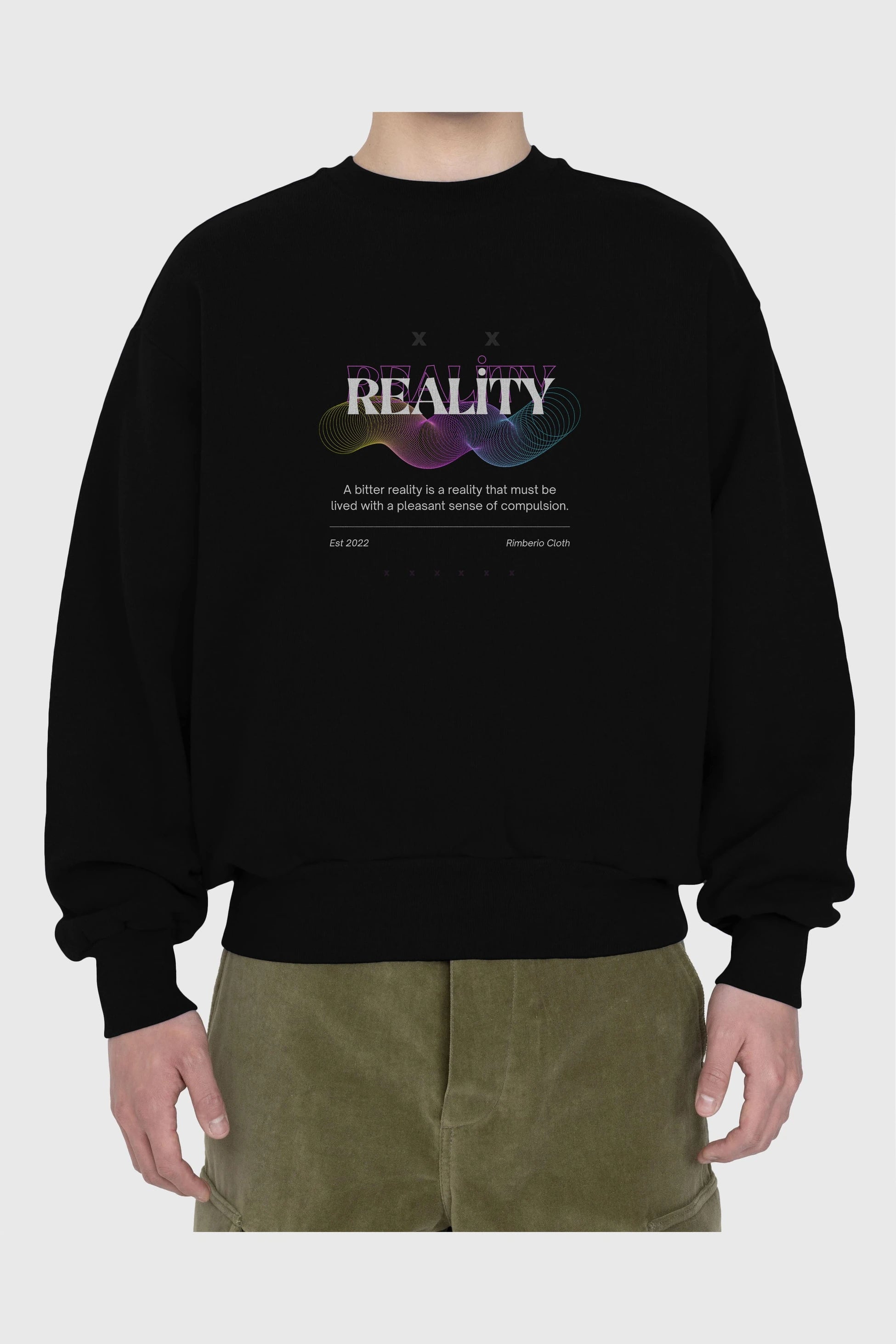 Reality 2 Ön Baskılı Oversize Sweatshirt Erkek Kadın Unisex