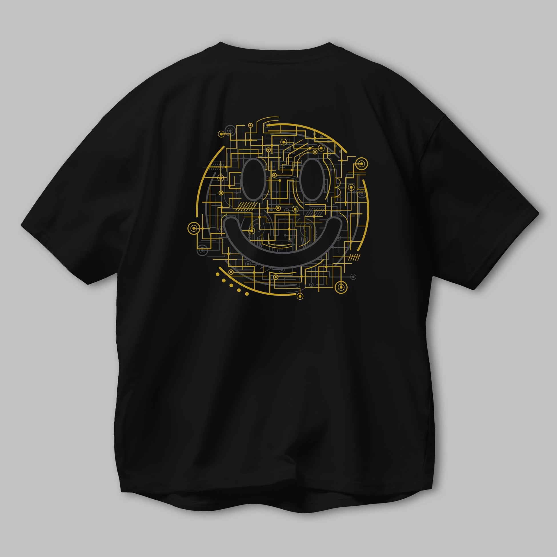 Electric Smiley Arka Baskılı Oversize t-shirt %100 pamuk Erkek Kadın Unisex