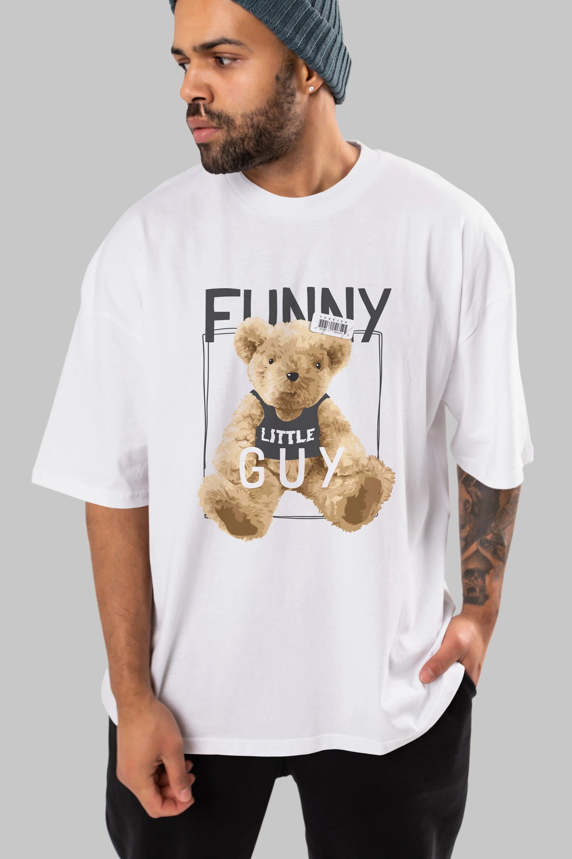 Teddy Bear Funny Ön Baskılı Oversize t-shirt Erkek Kadın Unisex %100 Pamuk