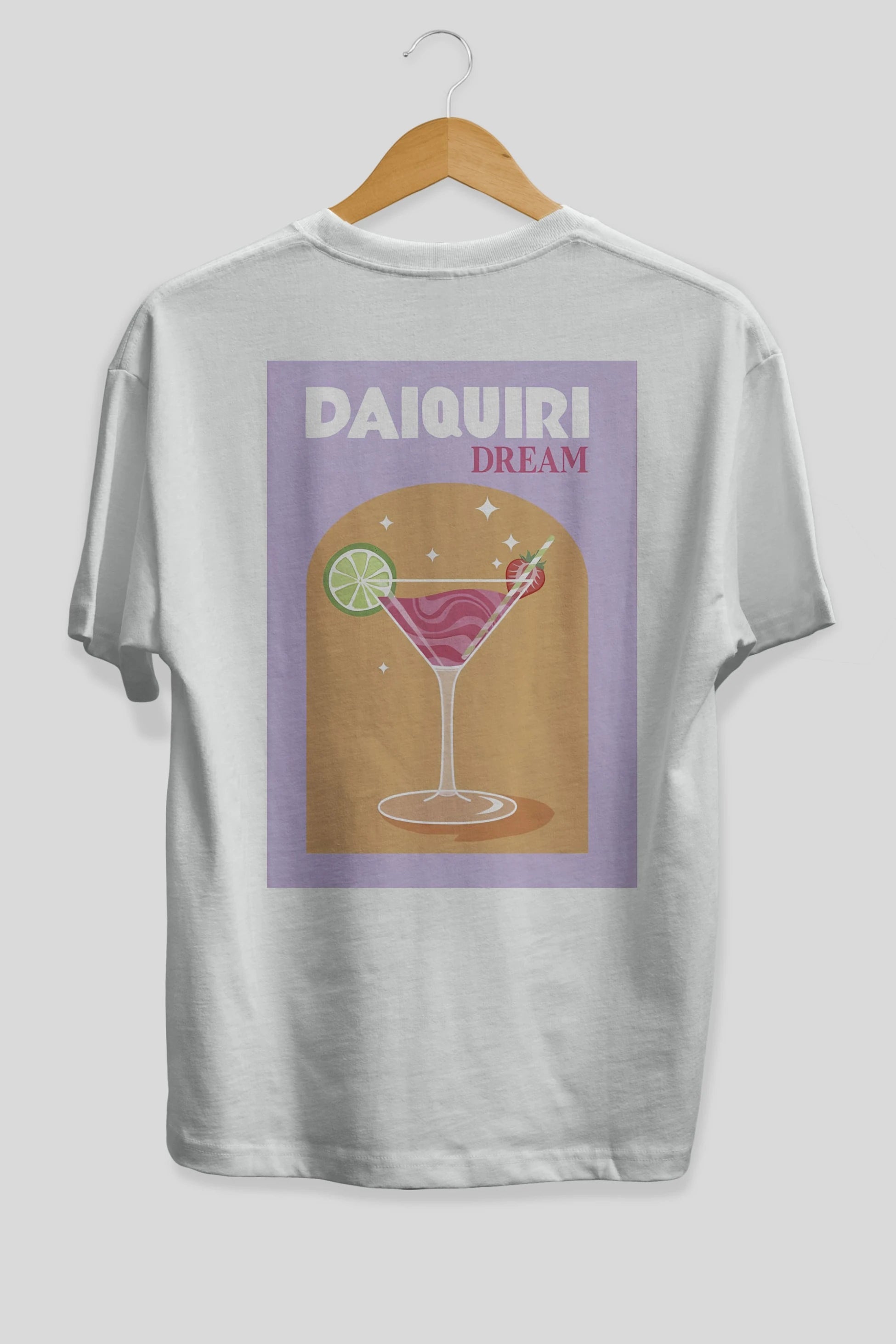 Daiquiri Dream Arka Baskılı Oversize t-shirt Erkek Kadın Unisex %100 Pamuk Bisiklet Yaka tişort