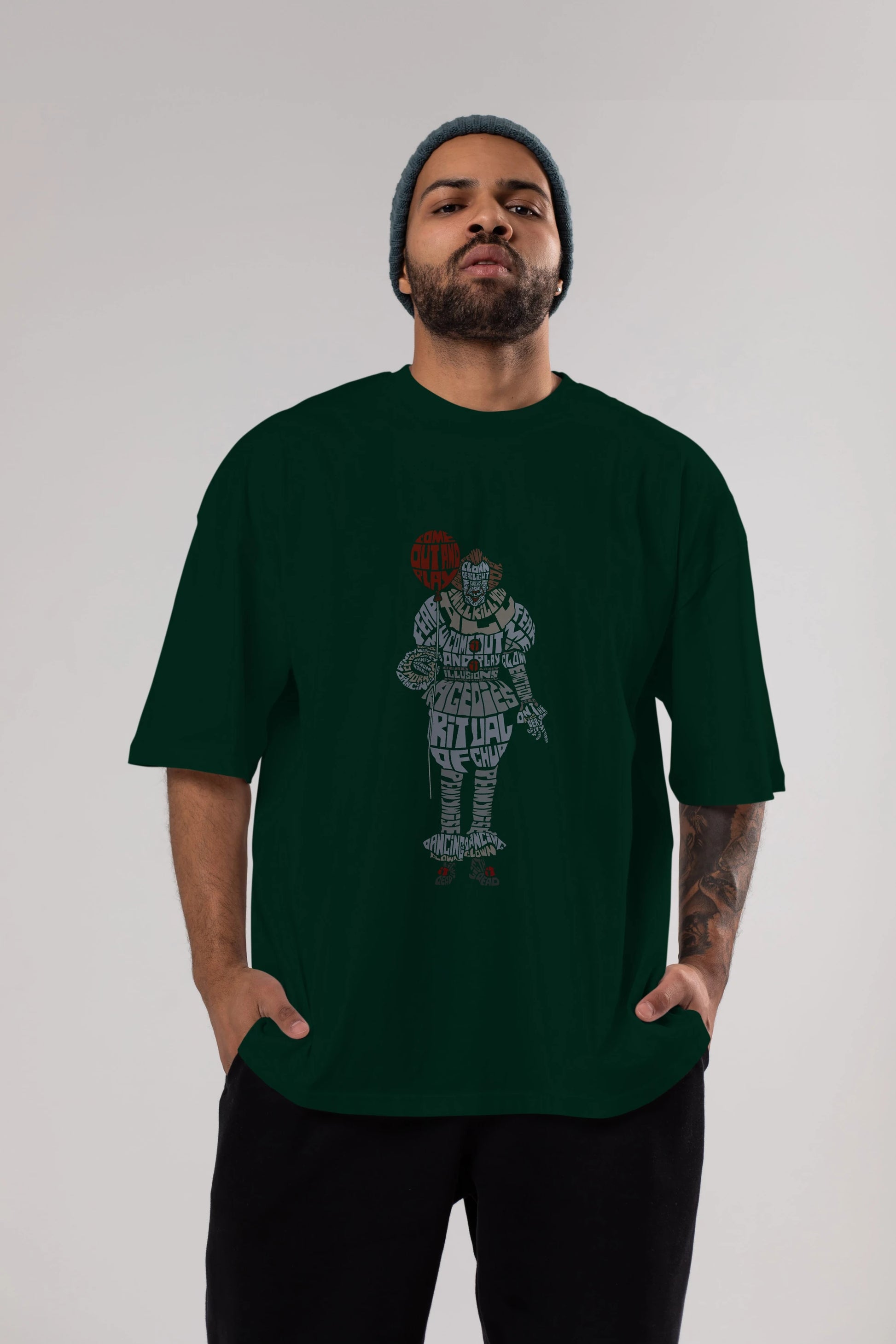 It Ön Baskılı Oversize t-shirt %100 pamuk Erkek Kadın Unisex