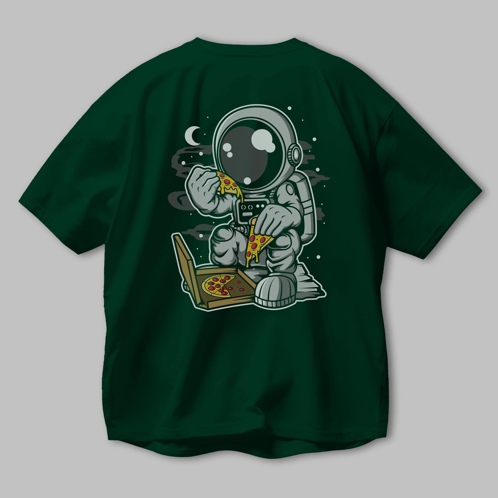 Astronaut Pizza Arka Baskılı Oversize t-shirt Erkek Kadın Unisex