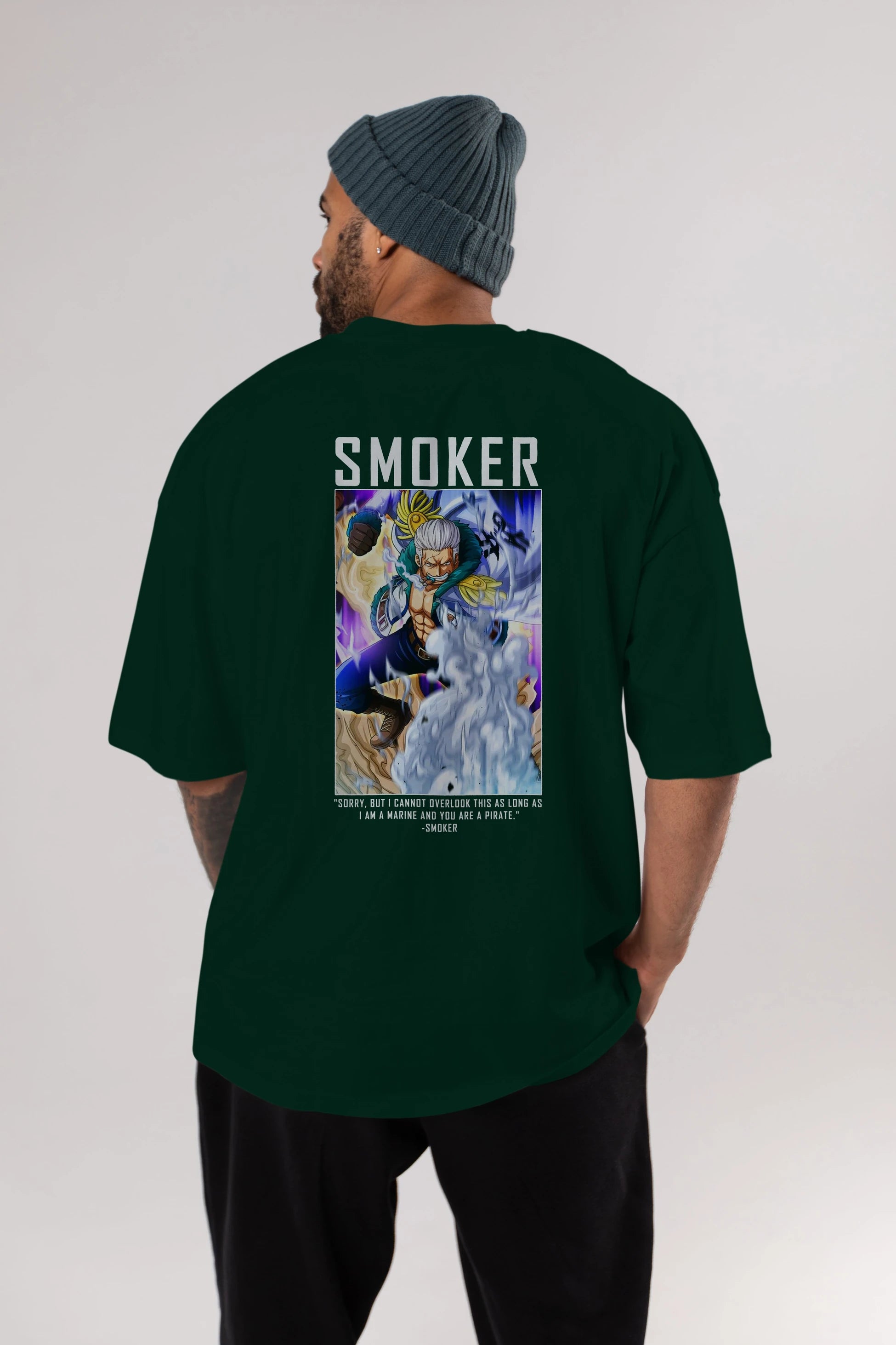 Smoker Anime Arka Baskılı Oversize t-shirt Erkek Kadın Unisex %100 pamuk tişort