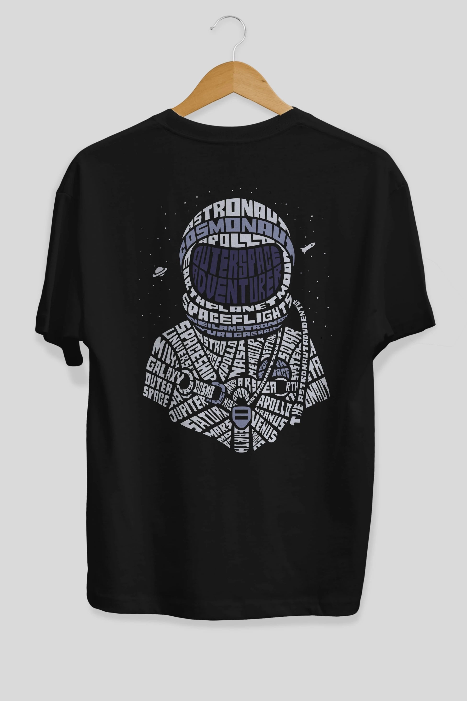 Astronaut Arka Baskılı Oversize t-shirt %100 pamuk Erkek Kadın Unisex