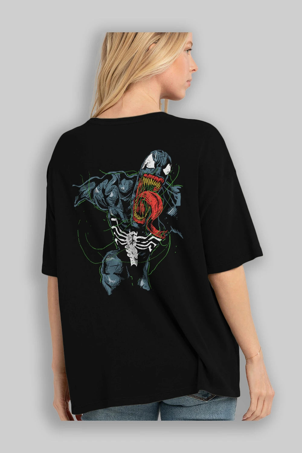 Venom (6) Arka Baskılı Oversize t-shirt Erkek Kadın Unisex %100 Pamuk Bisiklet Yaka tişort