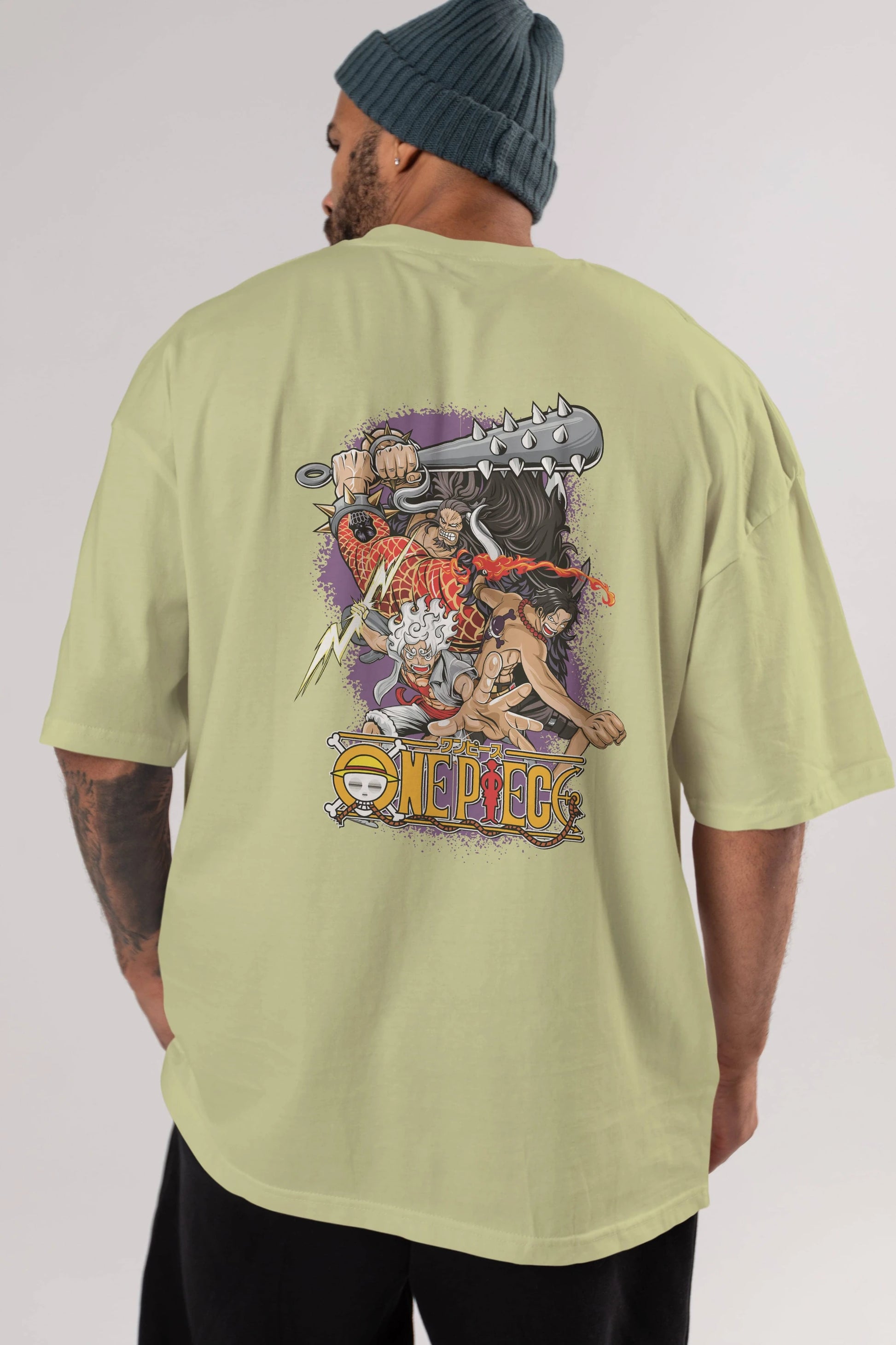 ONE PIECE (6) Anime Arka Baskılı Oversize t-shirt Erkek Kadın Unisex