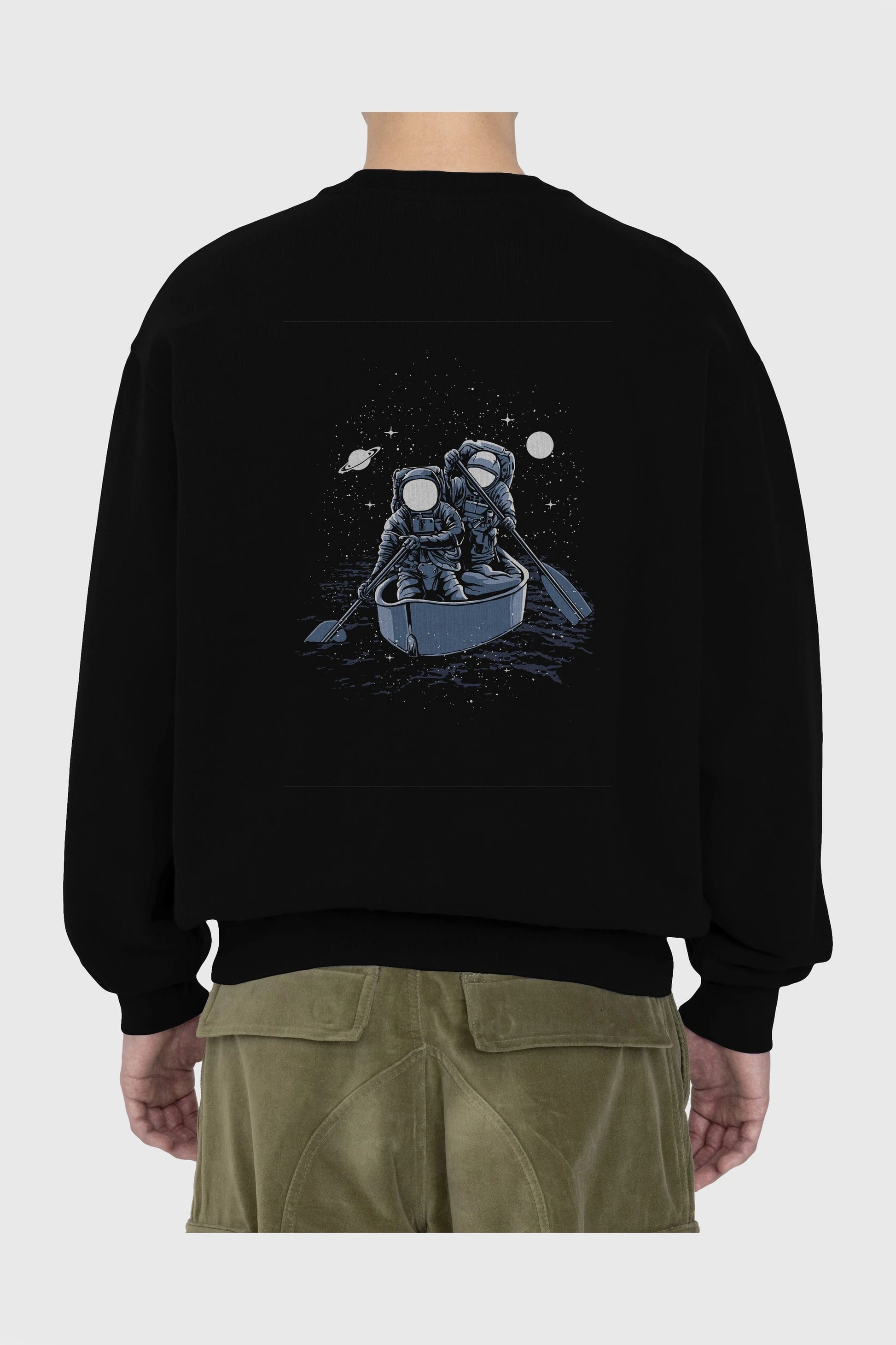 Across The Galaxy Arka Baskılı Oversize Sweatshirt Erkek Kadın Unisex