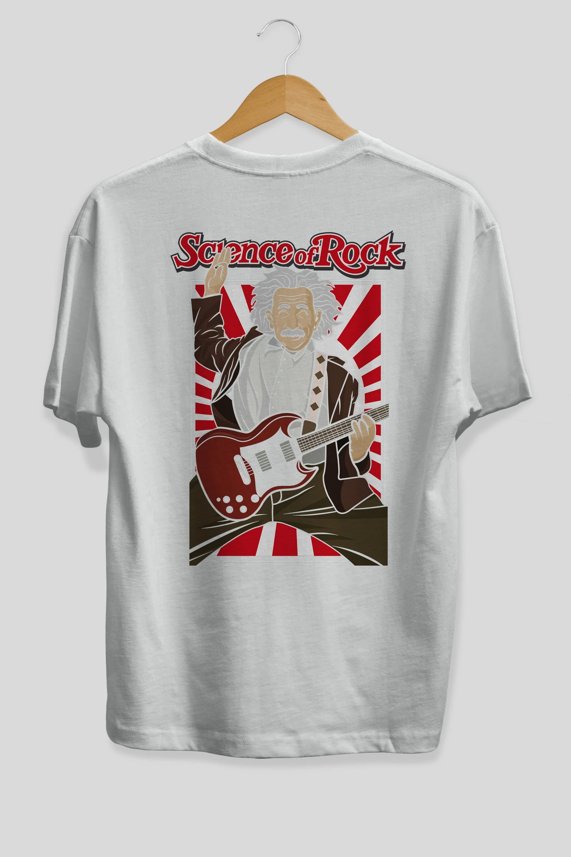 Einstein Science Of Rock Arka Baskılı Oversize t-shirt Erkek Kadın Unisex %100 Pamuk tişort