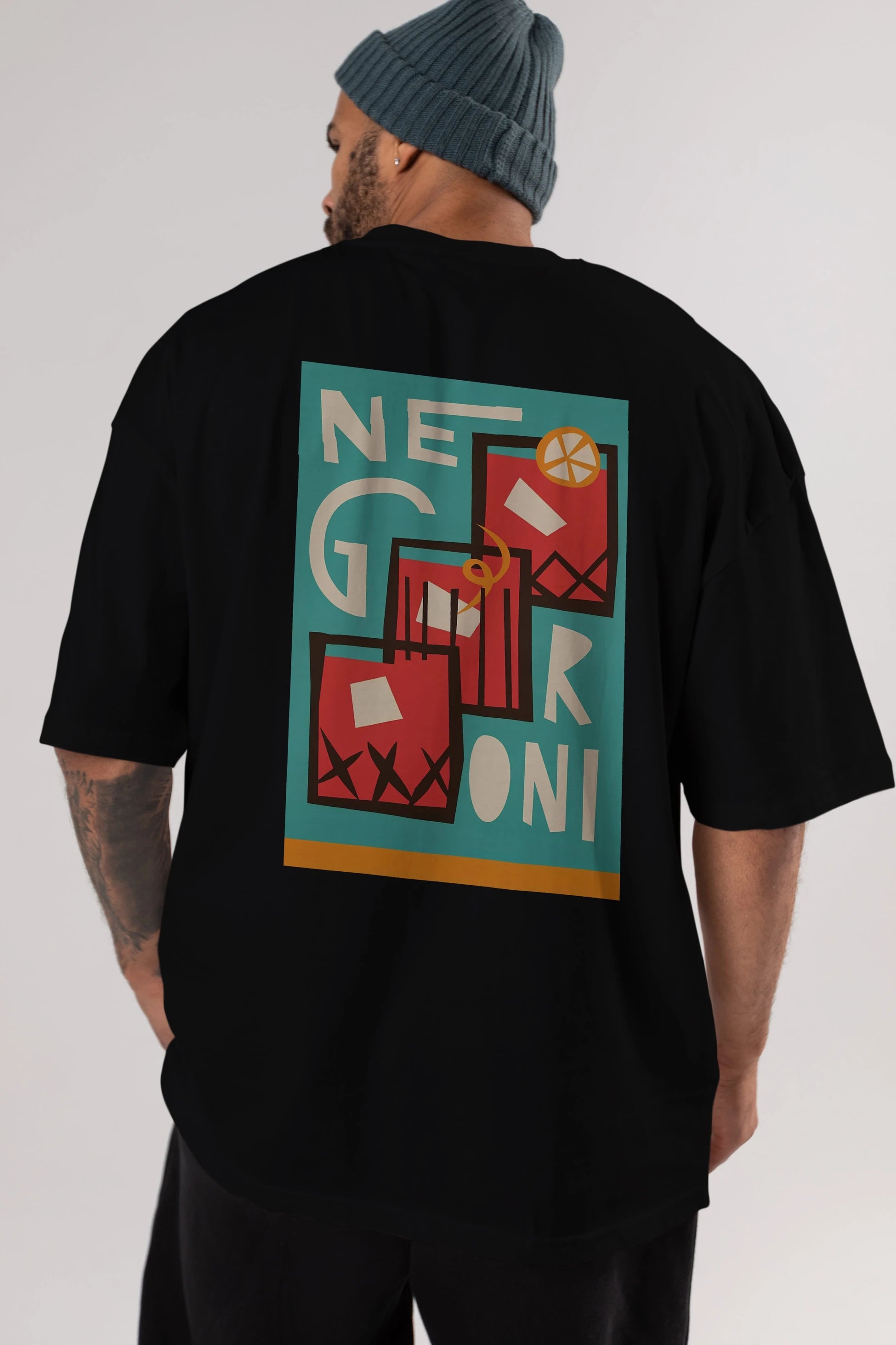 Negroni 3 Arka Baskılı Oversize t-shirt Erkek Kadın Unisex %100 Pamuk Bisiklet Yaka tişort