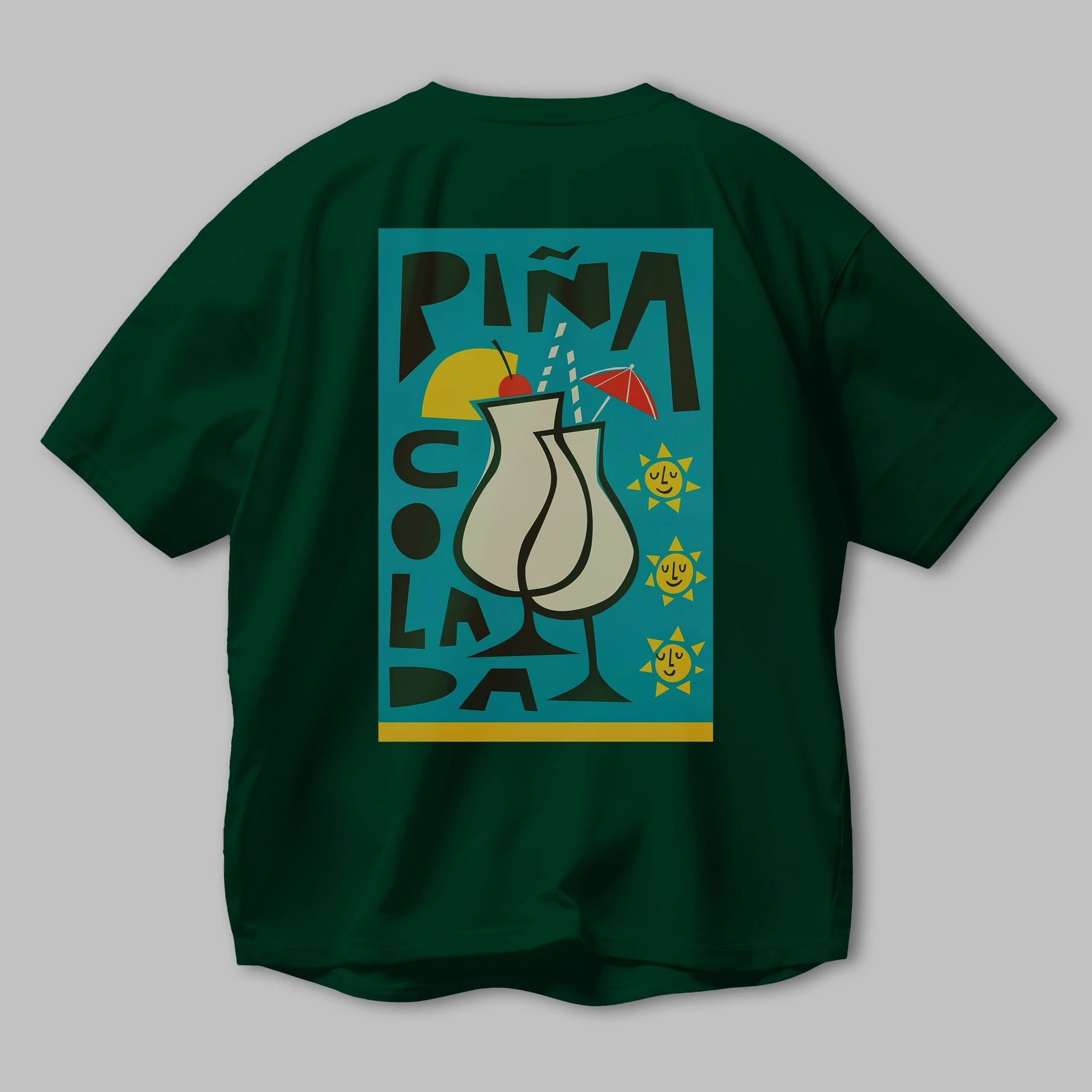 Pina Colada 4 Arka Baskılı Oversize t-shirt Erkek Kadın Unisex %100 Pamuk Bisiklet Yaka tişort