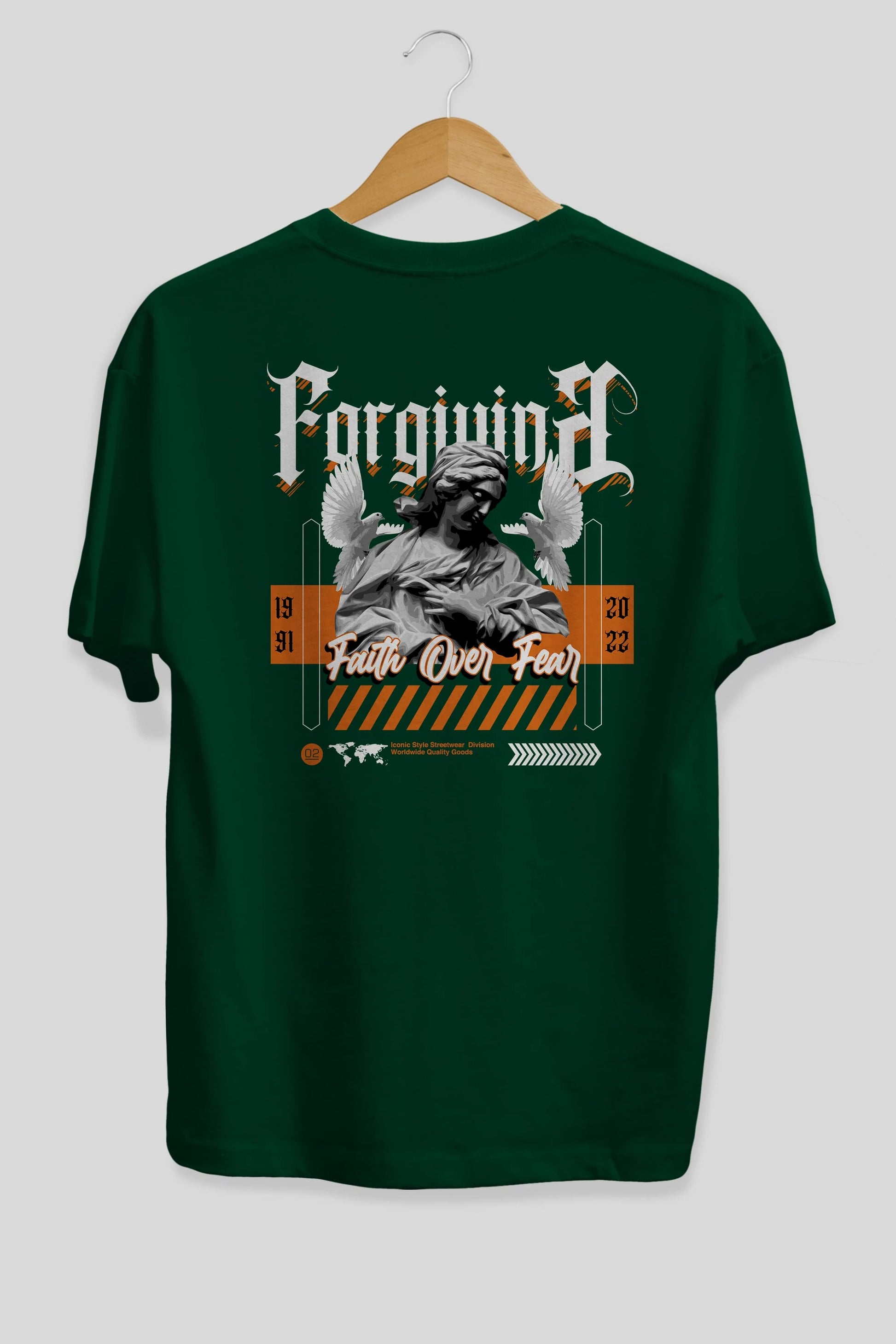 Faith Over Fear 2 Arka Baskılı Oversize t-shirt Erkek Kadın Unisex