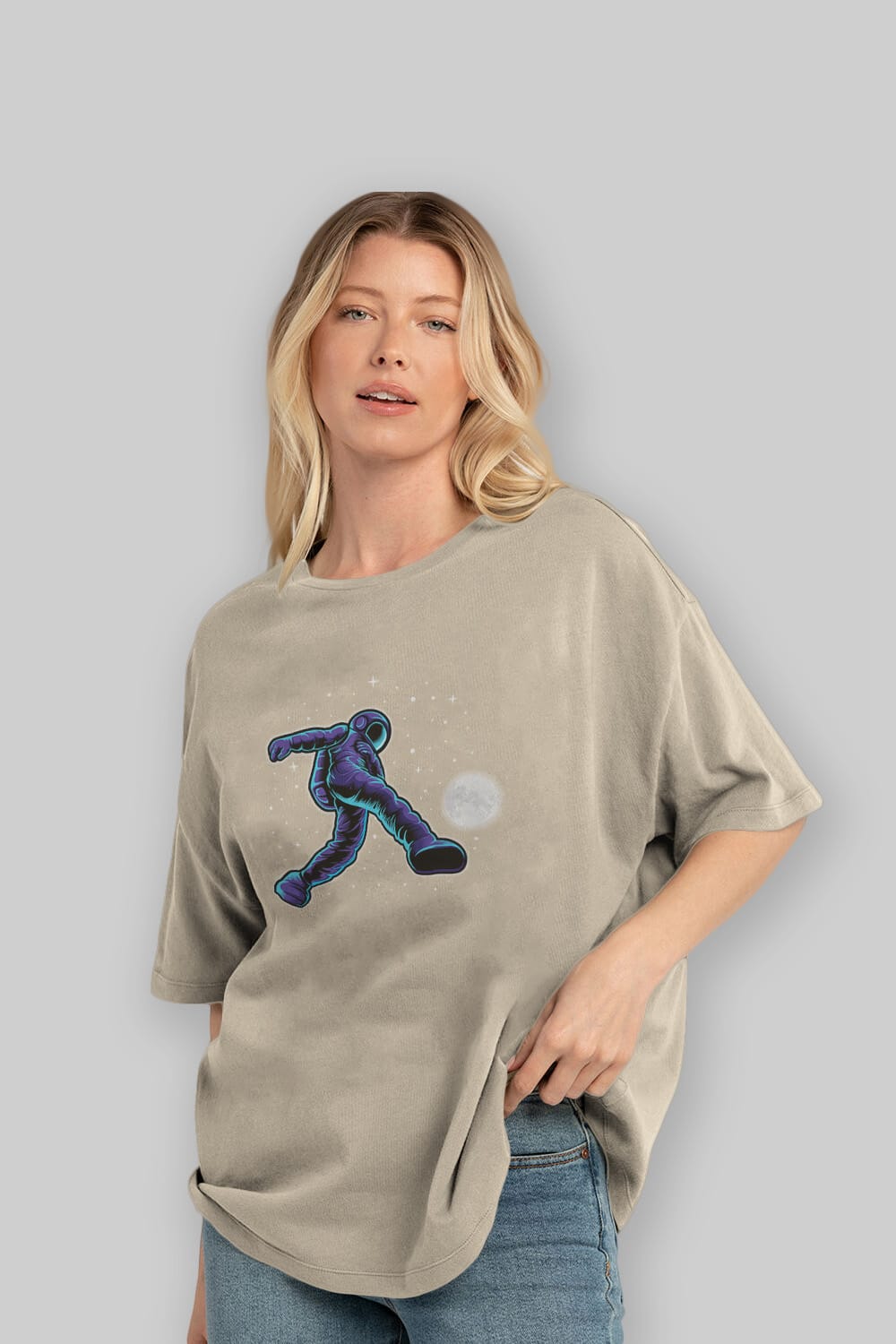 Astroball in Space Ön Baskılı Oversize t-shirt Erkek Kadın Unisex
