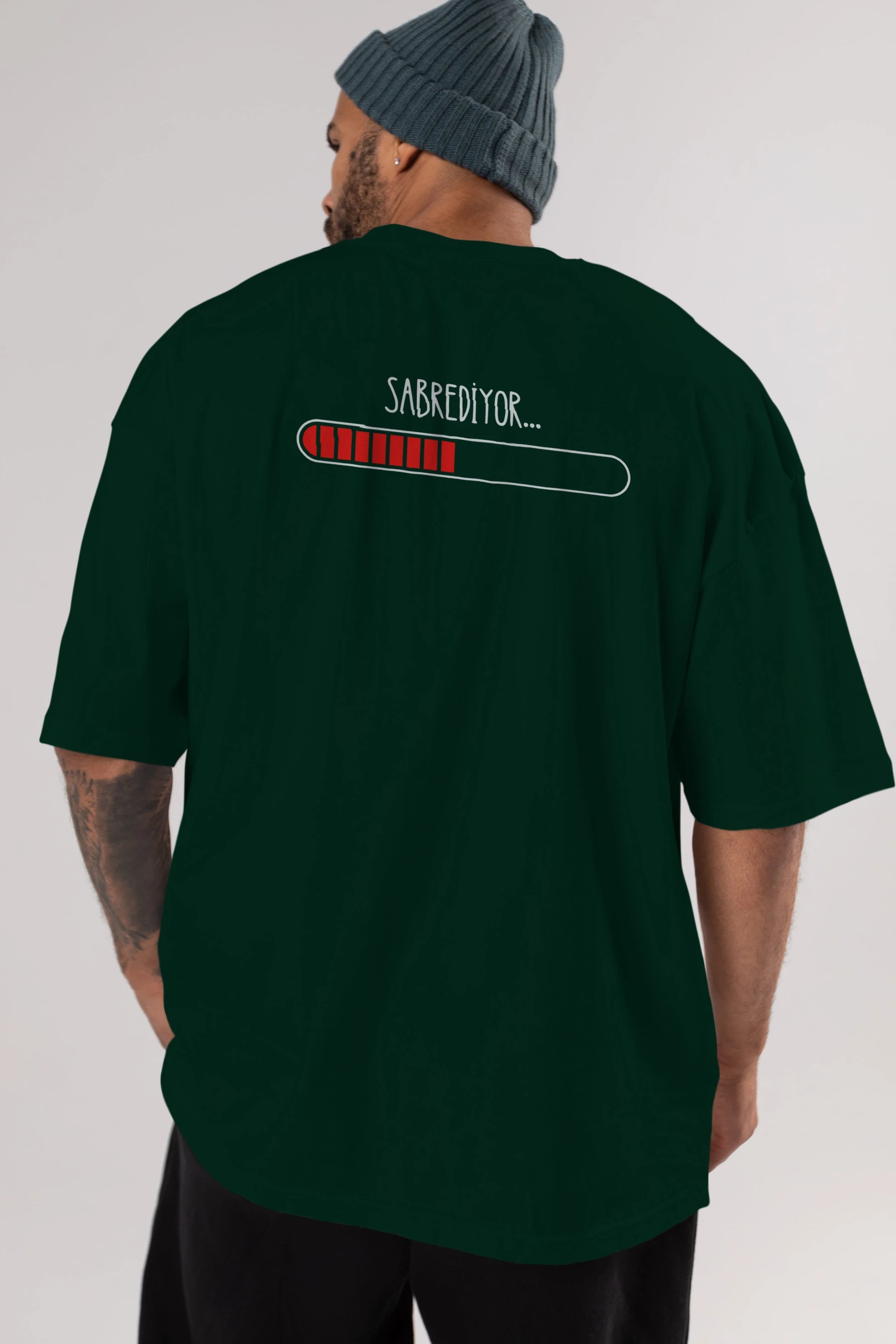 Sabrediyor Yazılı Arka Baskılı Oversize t-shirt Erkek Kadın Unisex