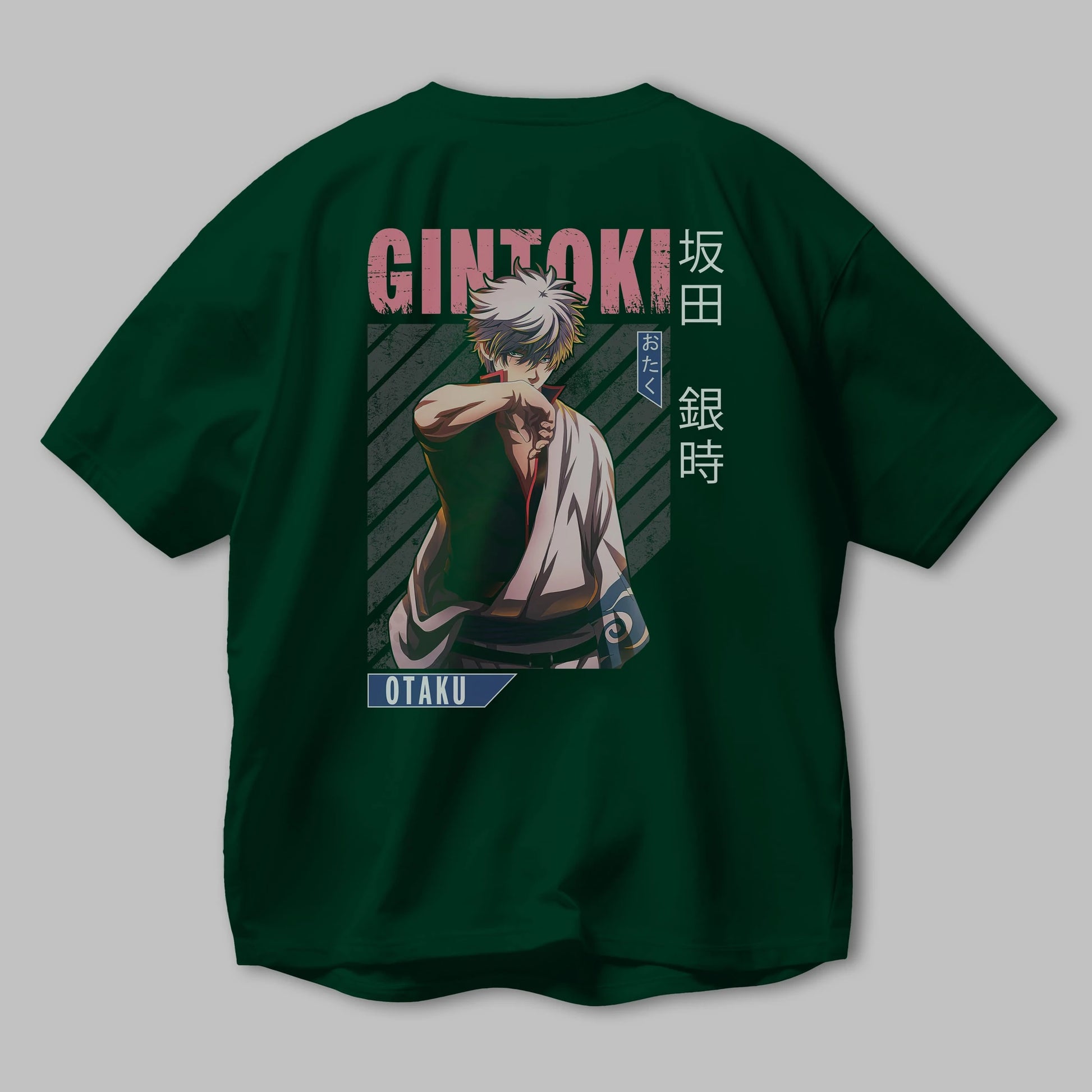 Gintoki Sakata Anime Arka Baskılı Oversize t-shirt Erkek Kadın Unisex
