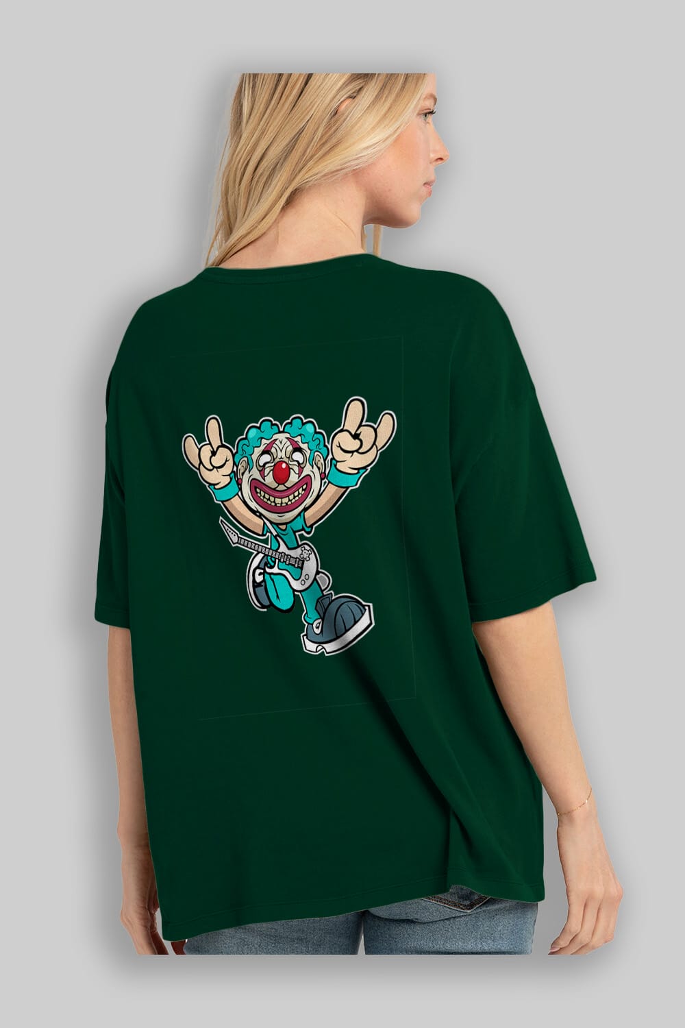 Clown Punk Arka Baskılı Oversize t-shirt Erkek Kadın Unisex %100 Pamuk tişort