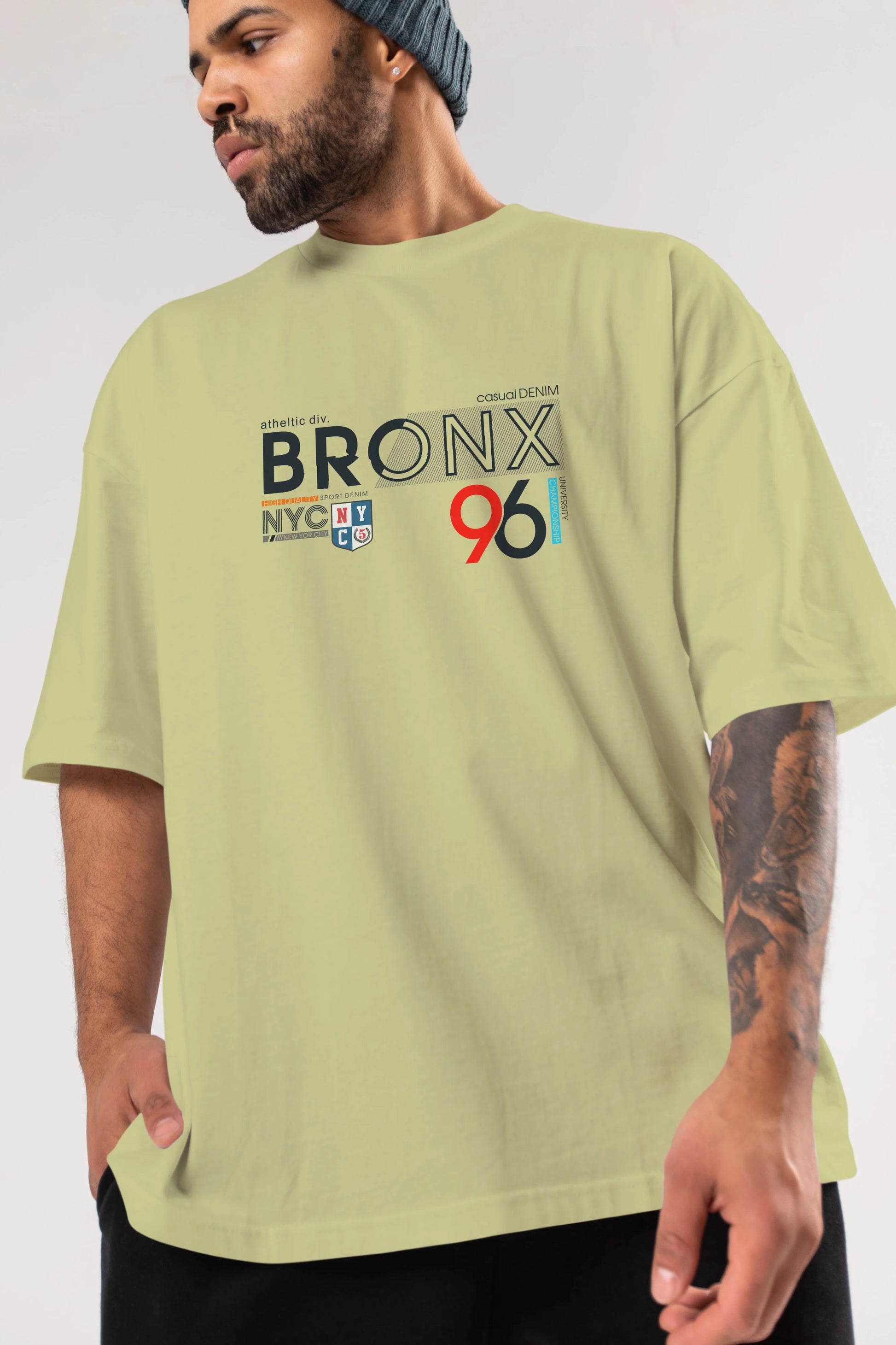 Bronx 96 Ön Baskılı Oversize t-shirt Erkek Kadın Unisex