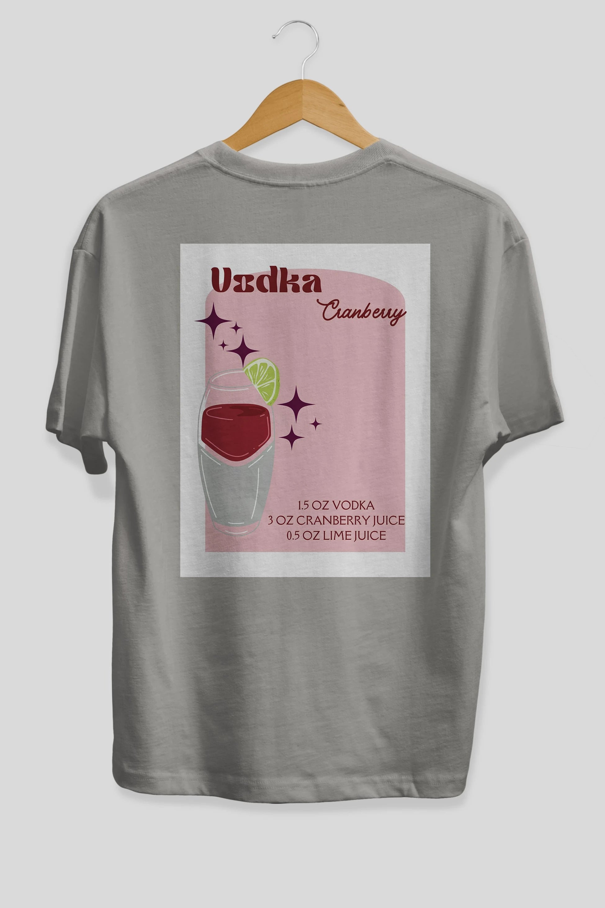 Vodka Cranberry 2 Arka Baskılı Oversize t-shirt Erkek Kadın Unisex %100 Pamuk Bisiklet Yaka tişort