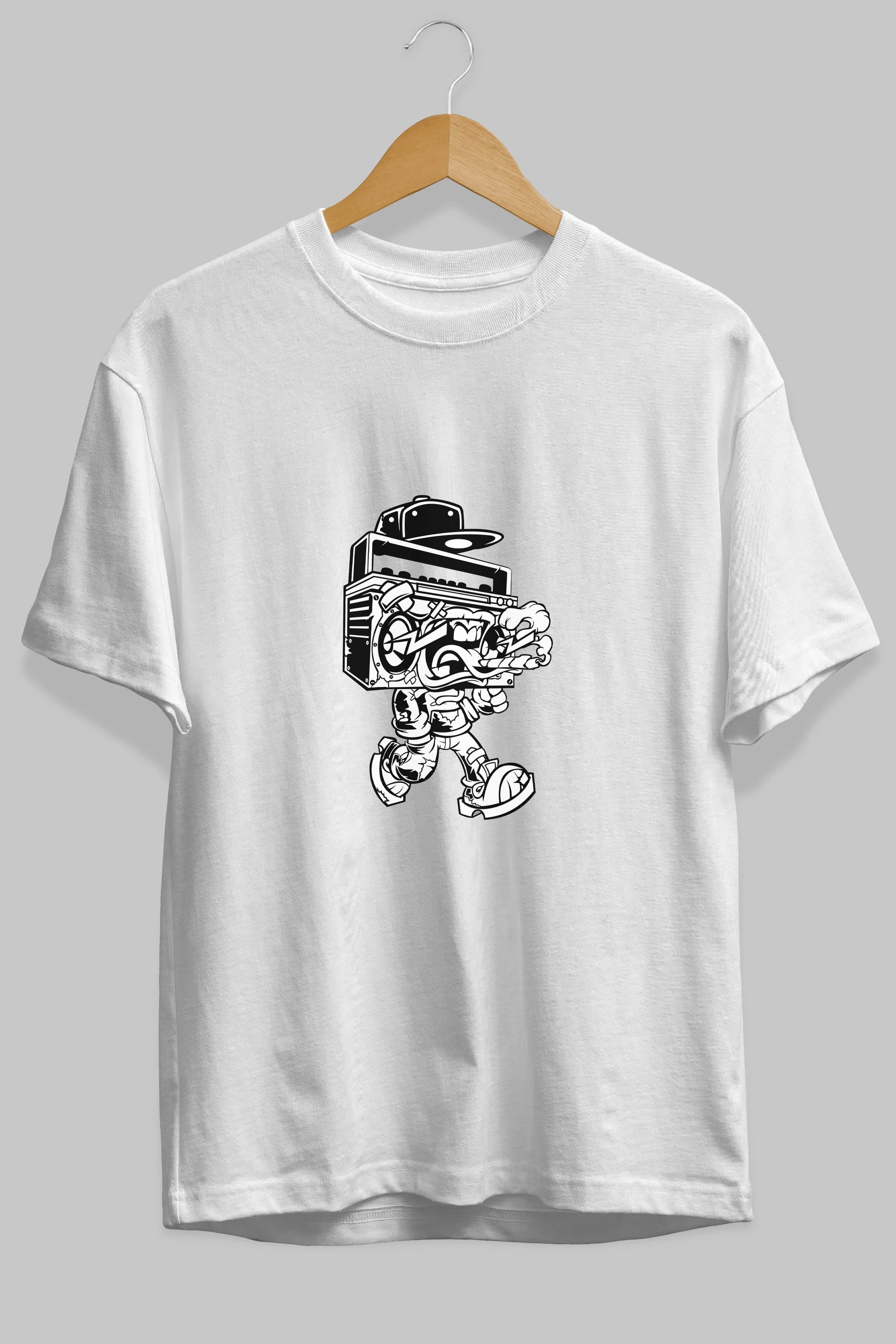 Boombox Ön Baskılı Oversize t-shirt Erkek Kadın Unisex %100 Pamuk tişort