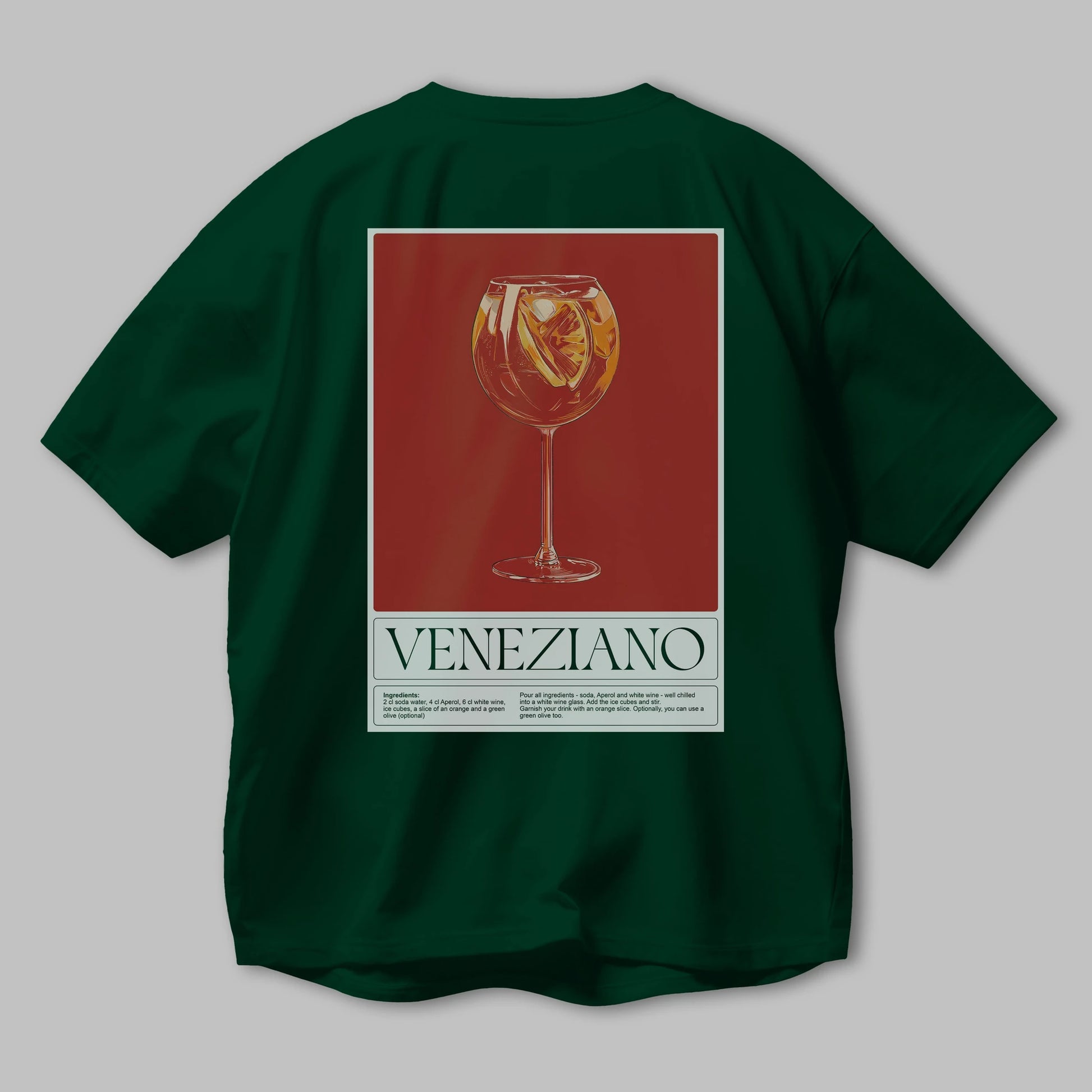 Veneziano Arka Baskılı Oversize t-shirt Erkek Kadın Unisex %100 Pamuk Bisiklet Yaka tişort