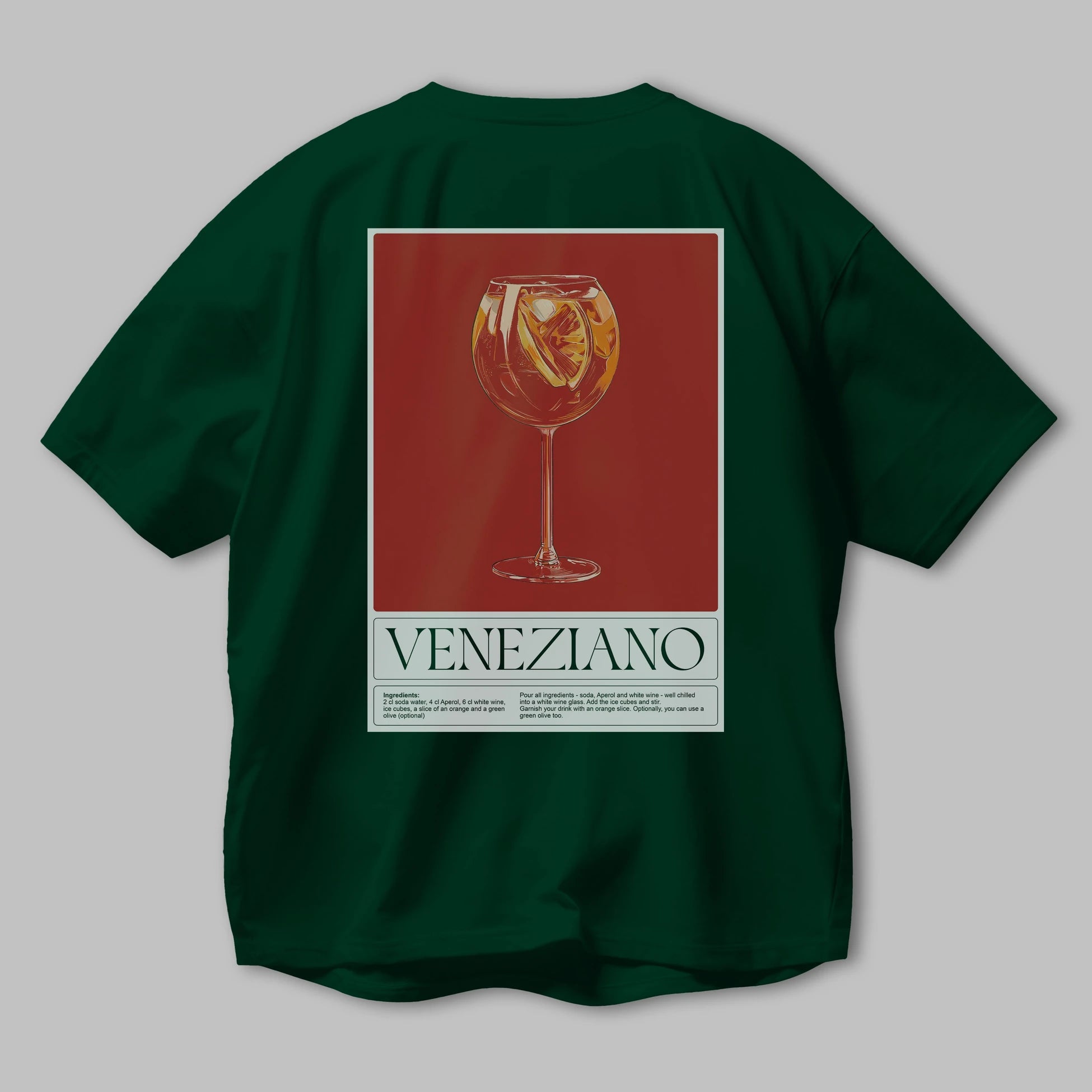 Veneziano Arka Baskılı Oversize t-shirt Erkek Kadın Unisex %100 Pamuk Bisiklet Yaka tişort