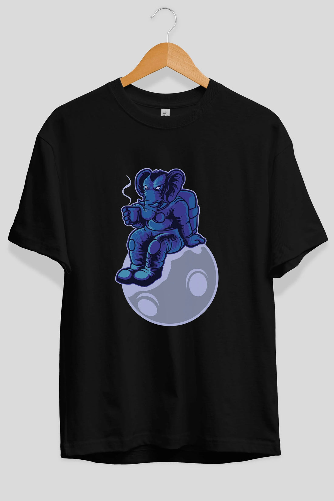 Space Elephant Drink Coffee Ön Baskılı Oversize t-shirt Erkek Kadın Unisex