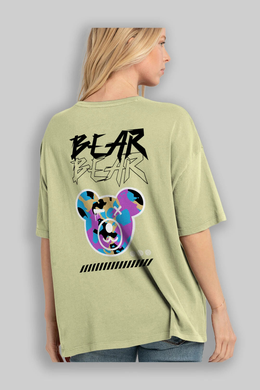 Bear Bear Arka Baskılı Oversize t-shirt Erkek Kadın Unisex