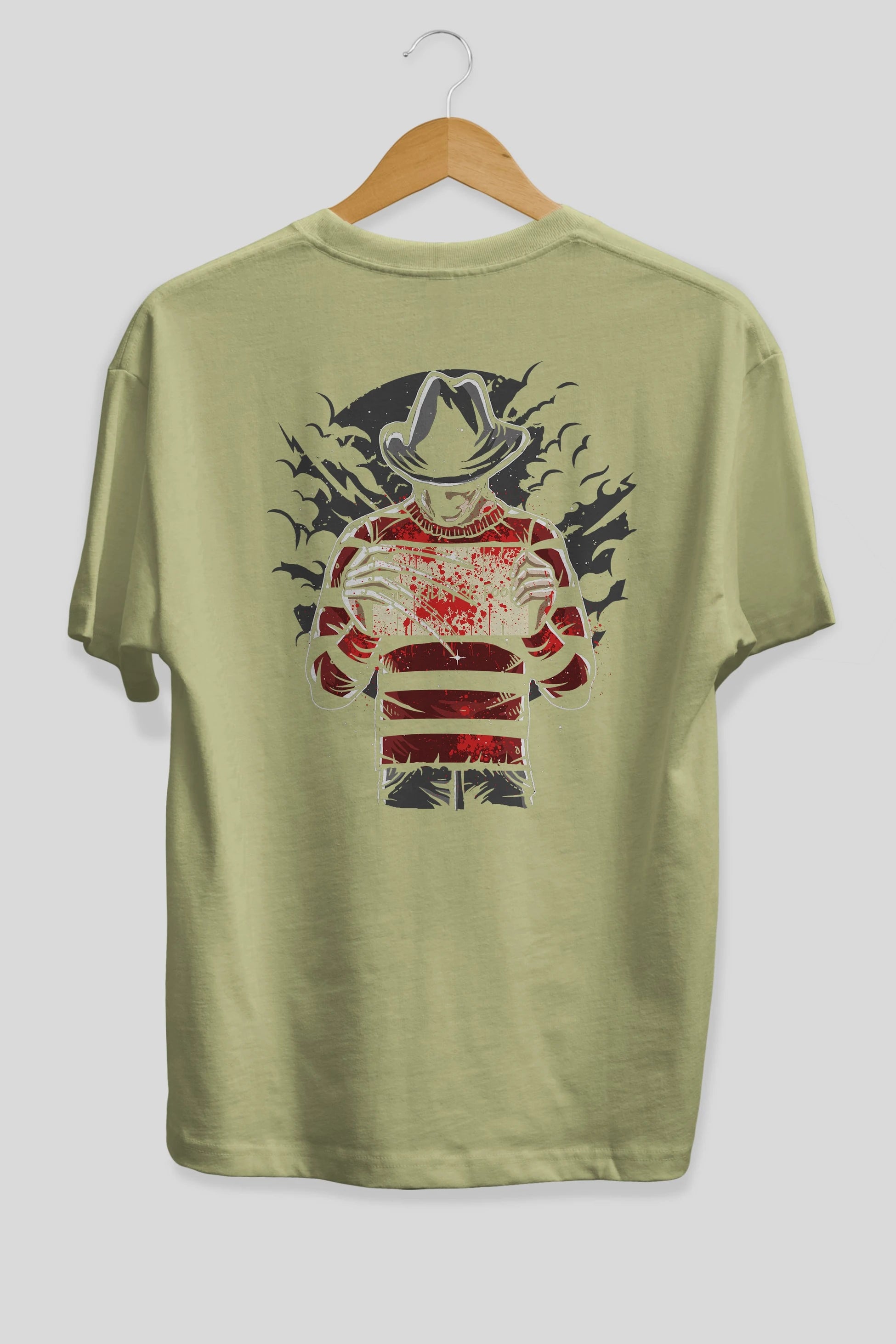 Freddy Will Kill For Food Arka Baskılı Oversize t-shirt Erkek Kadın Unisex %100 Pamuk