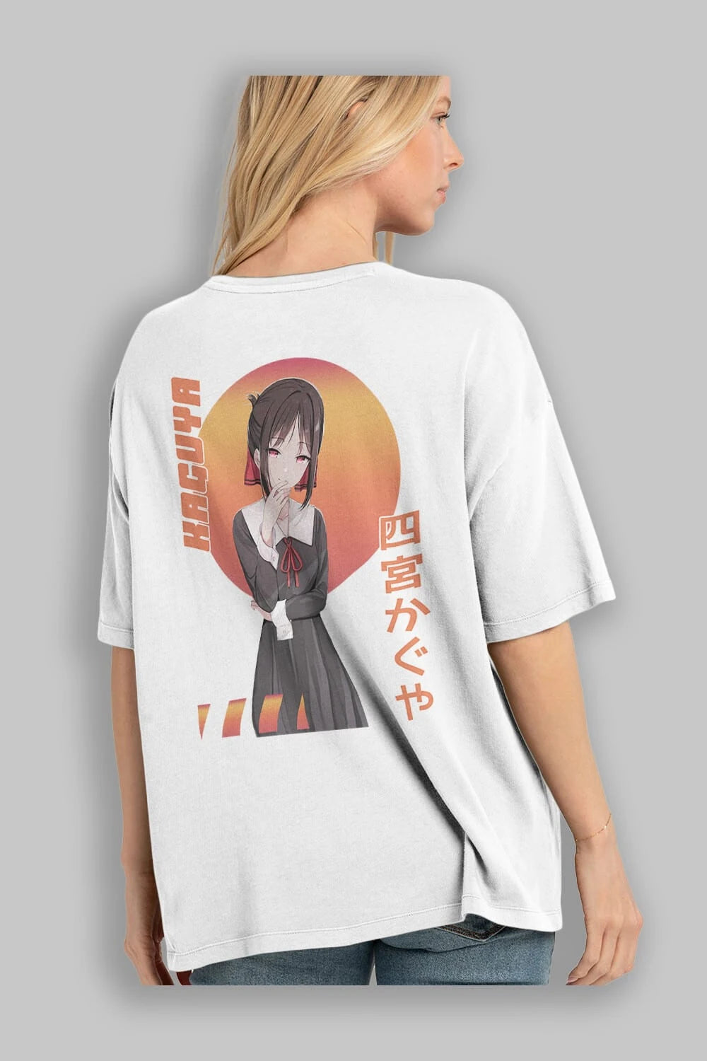 Kaguya Shinomiya 5 Anime Arka Baskılı Oversize t-shirt Erkek Kadın Unisex