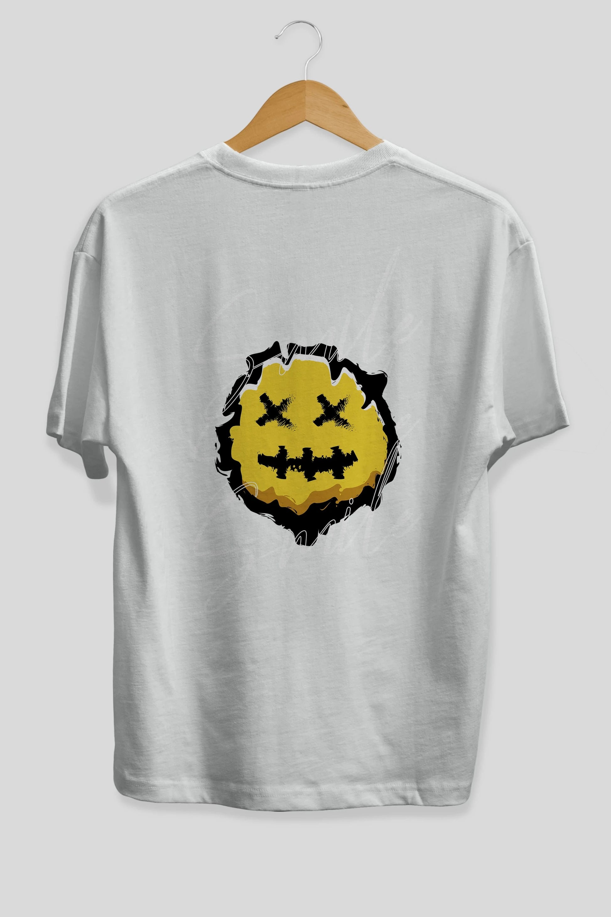 Smile Emoji Arka Baskılı Oversize t-shirt Erkek Kadın Unisex
