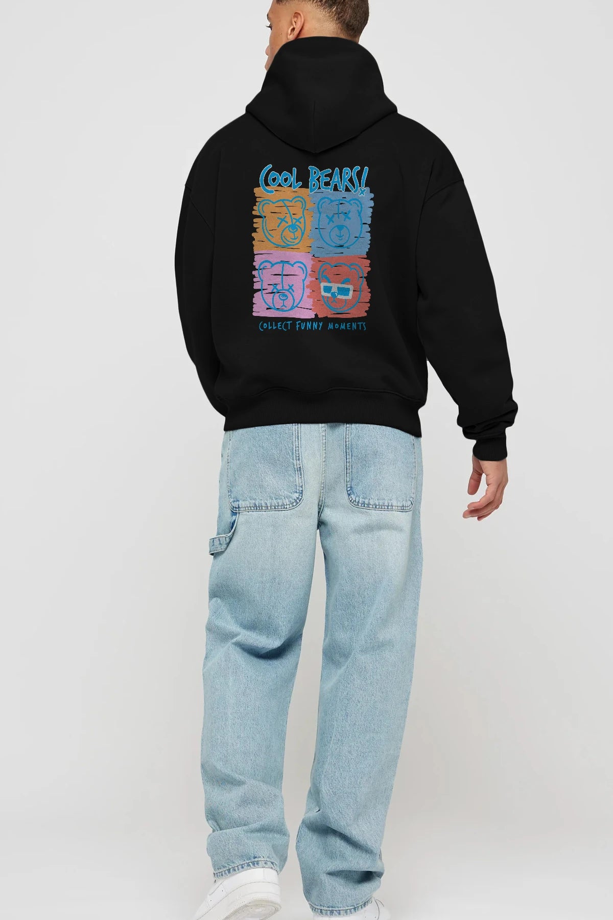 Cool Bears Arka Baskılı Hoodie Oversize Kapüşonlu Sweatshirt Erkek Kadın Unisex