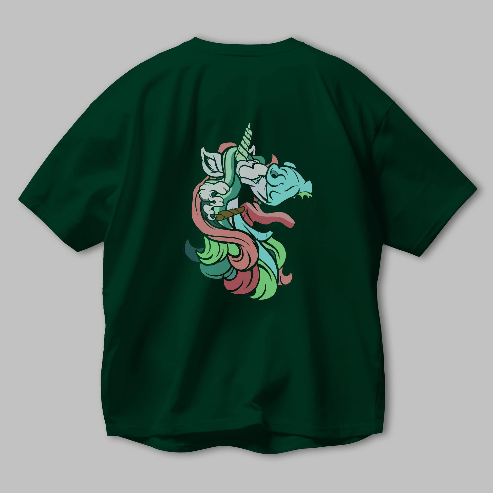 Crazy Unicorn Arka Baskılı Oversize t-shirt Erkek Kadın Unisex %100 Pamuk tişort