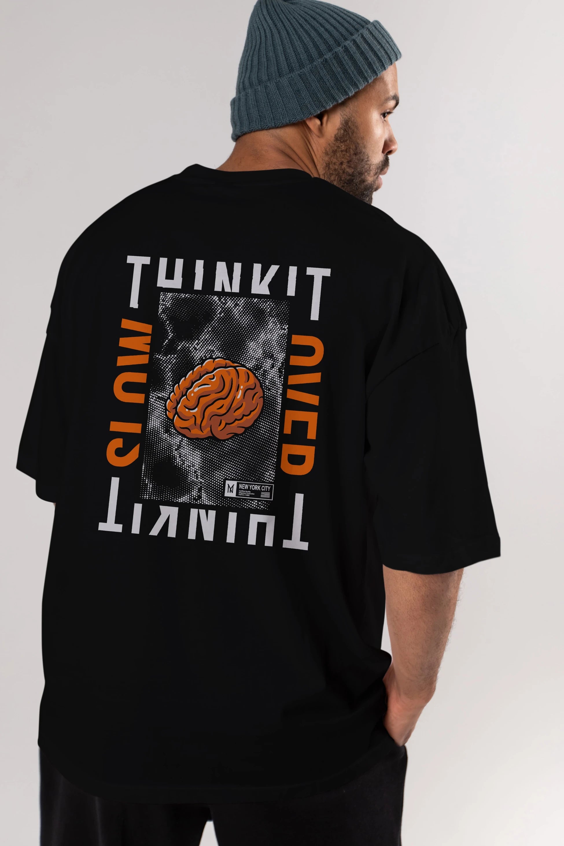 Think it Arka Baskılı Oversize t-shirt Erkek Kadın Unisex