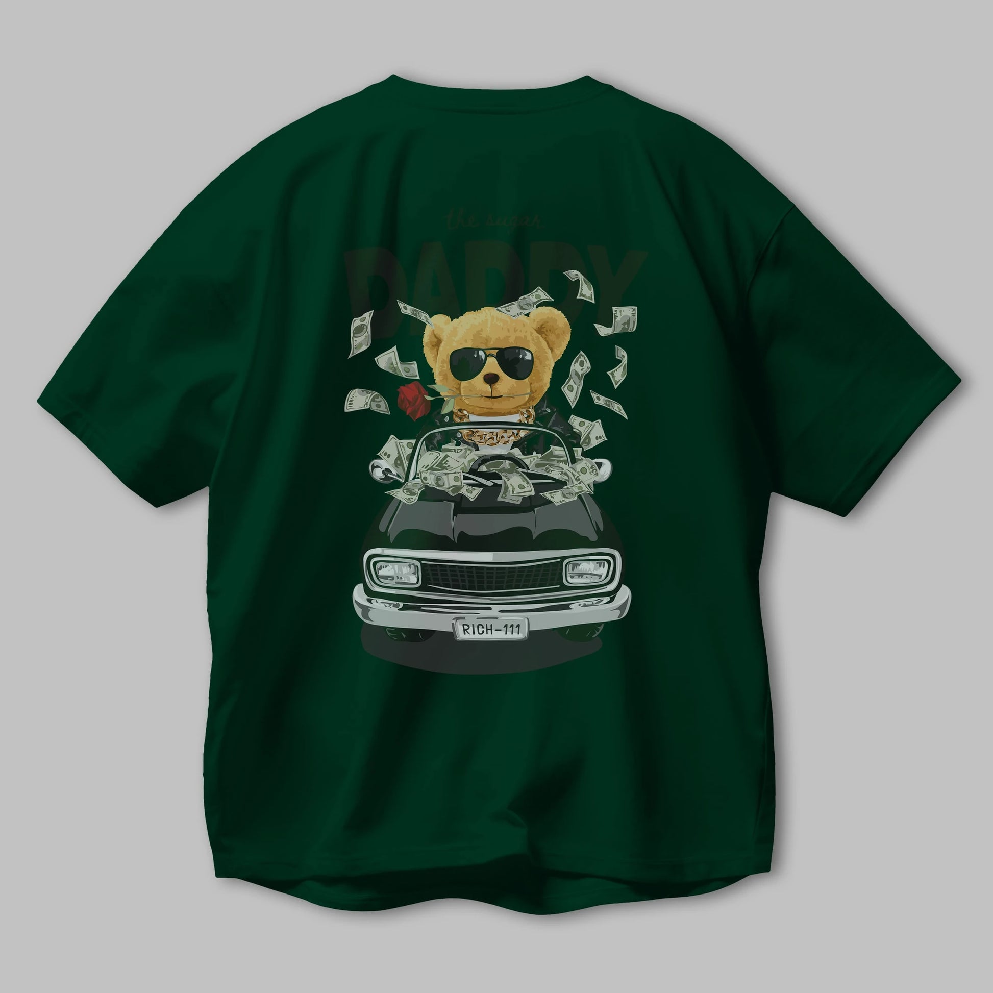Teddy Bear Daddy Arka Baskılı Oversize t-shirt Erkek Kadın Unisex %100 Pamuk