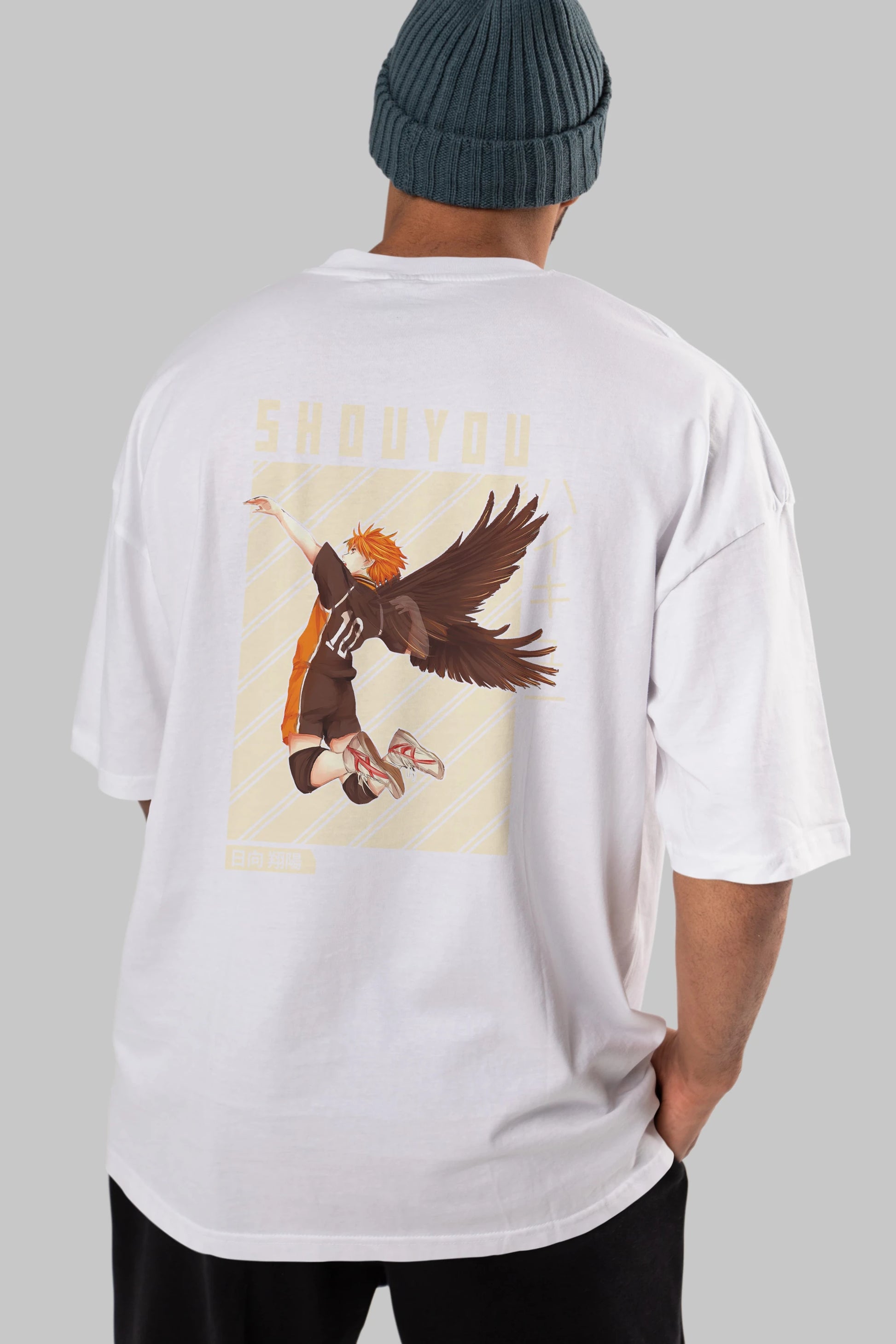Shouyou Hinata 3 Anime Arka Baskılı Oversize t-shirt Erkek Kadın Unisex