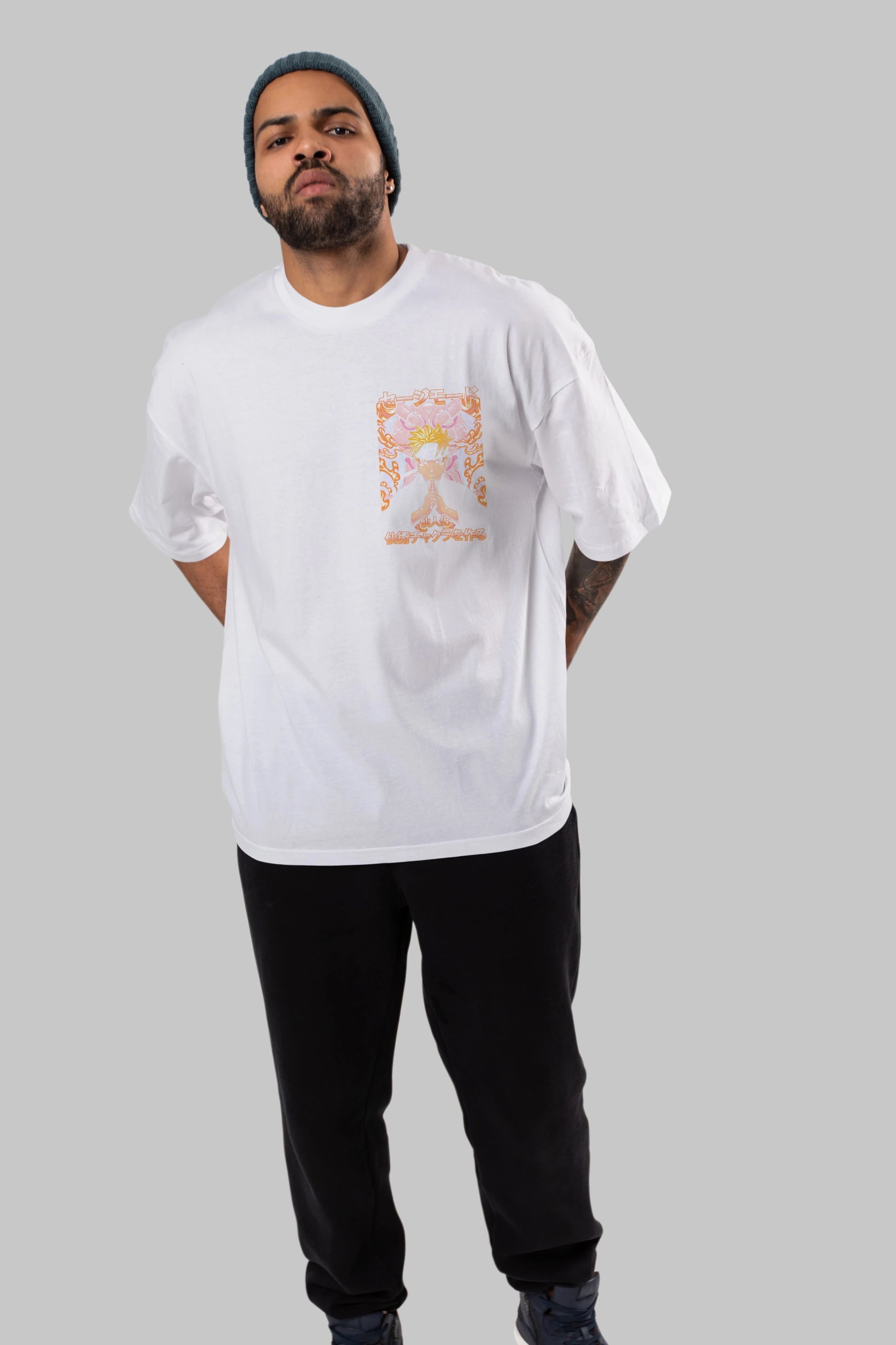 NARUTO (10) Ön Sol Baskılı Oversize t-shirt Erkek Kadın Unisex %100 Pamuk Bisiklet Yaka tişort