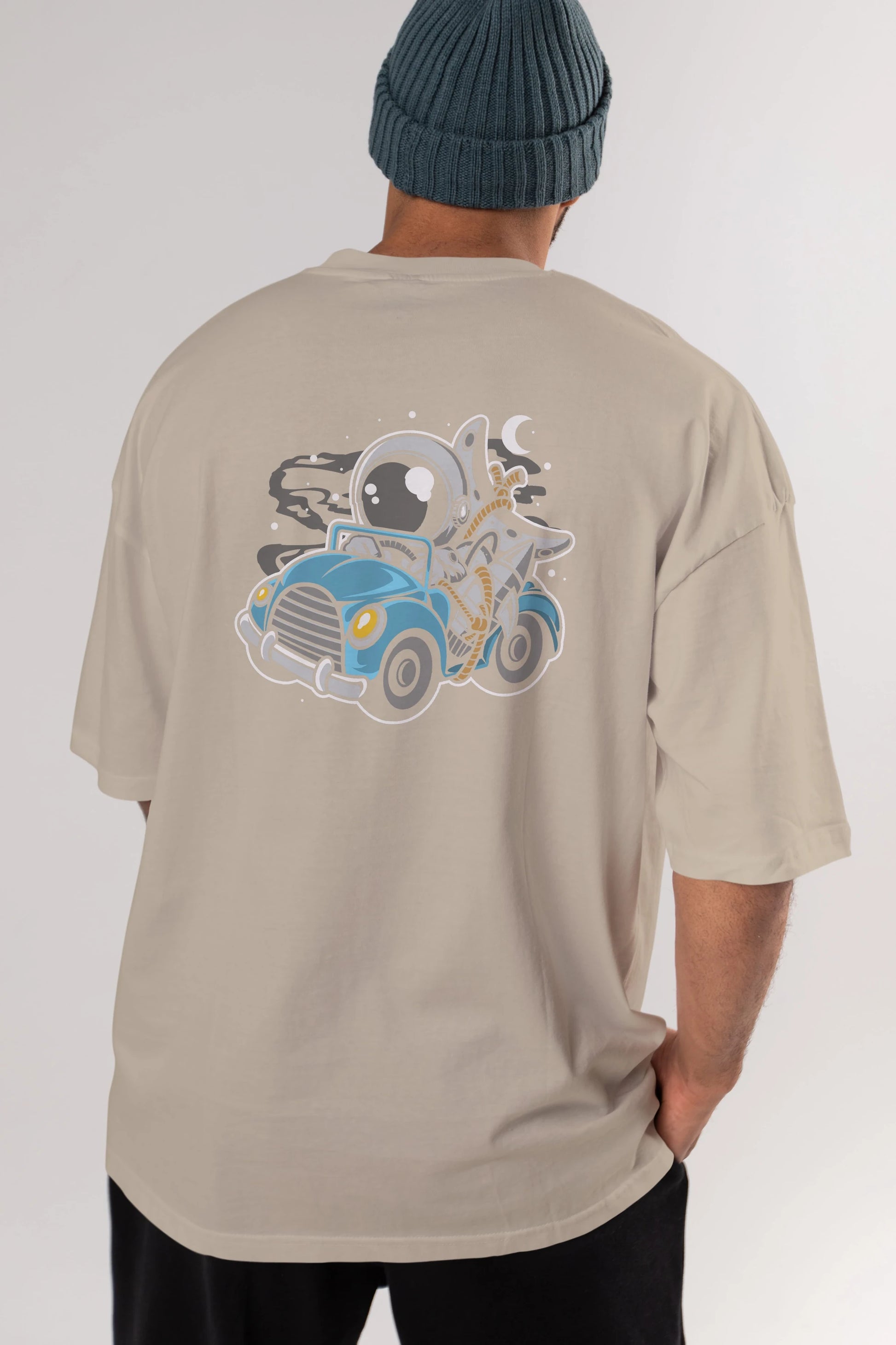 Astronaut Journey Arka Baskılı Oversize t-shirt Erkek Kadın Unisex
