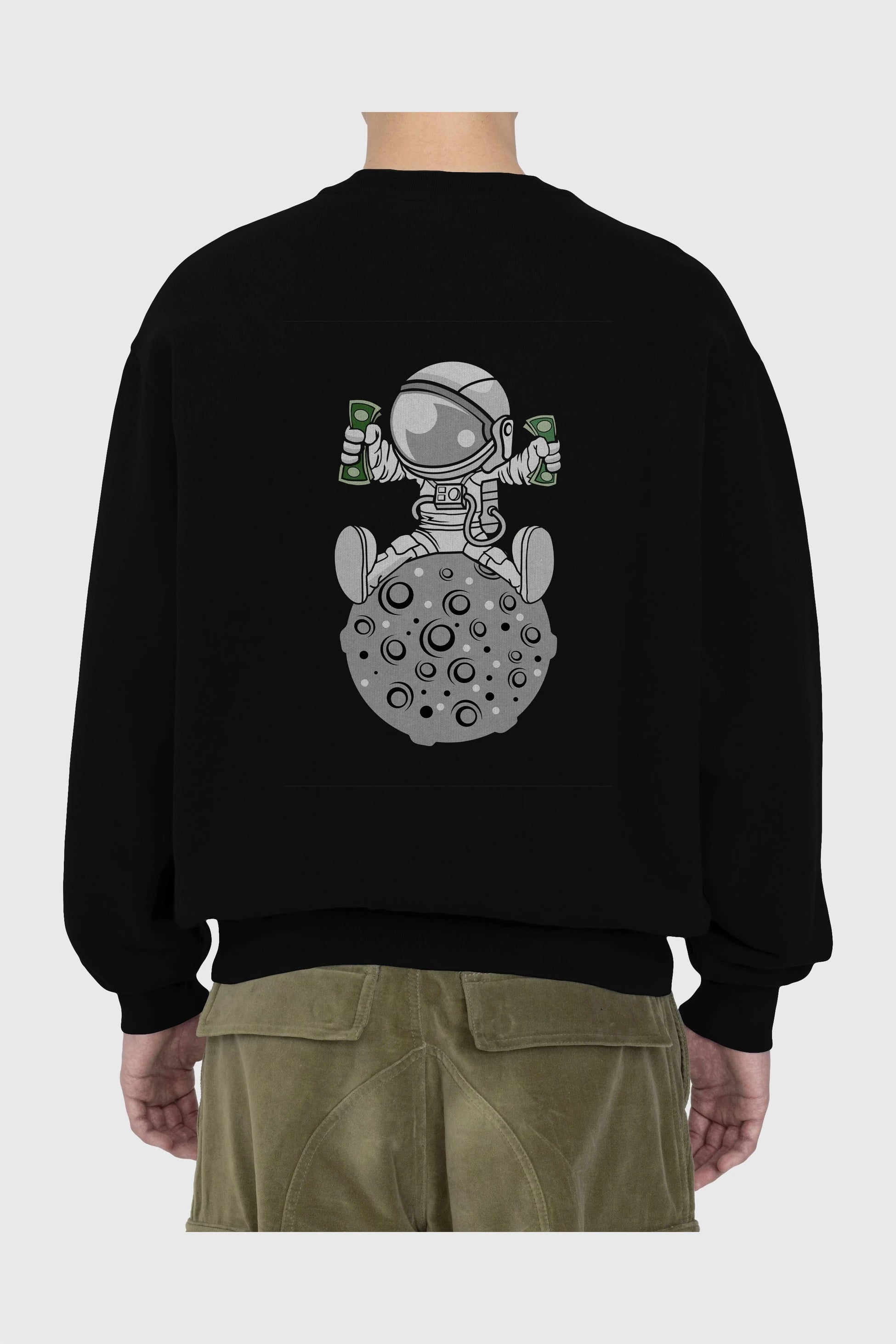Astronaut Dollar Arka Baskılı Oversize Sweatshirt Erkek Kadın Unisex