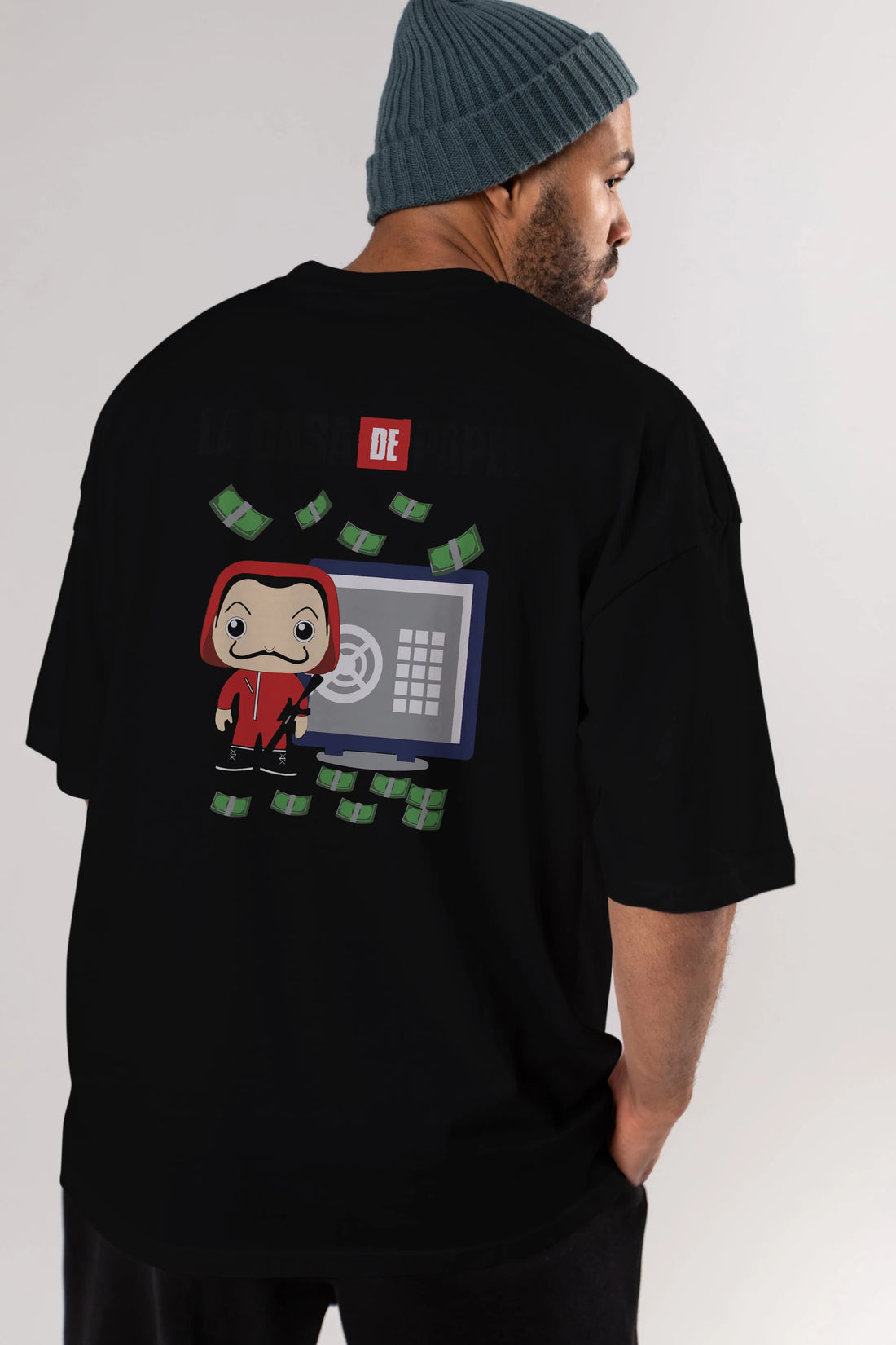 La Casa De Papel (4) Arka Baskılı Oversize t-shirt Erkek Kadın Unisex %100 Pamuk Bisiklet Yaka tişort